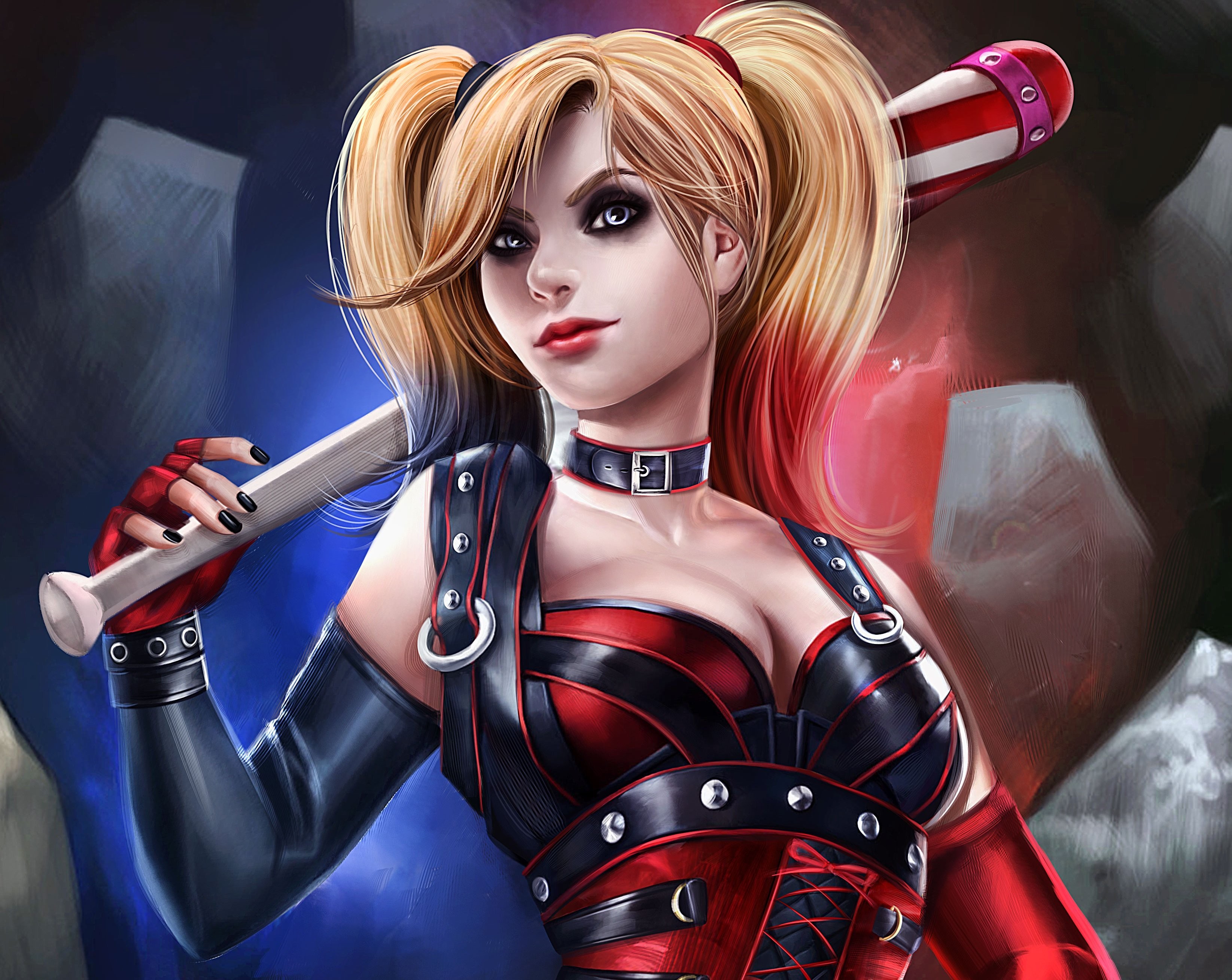 Cute Harley Quinn With Baseball Bat Wallpapers