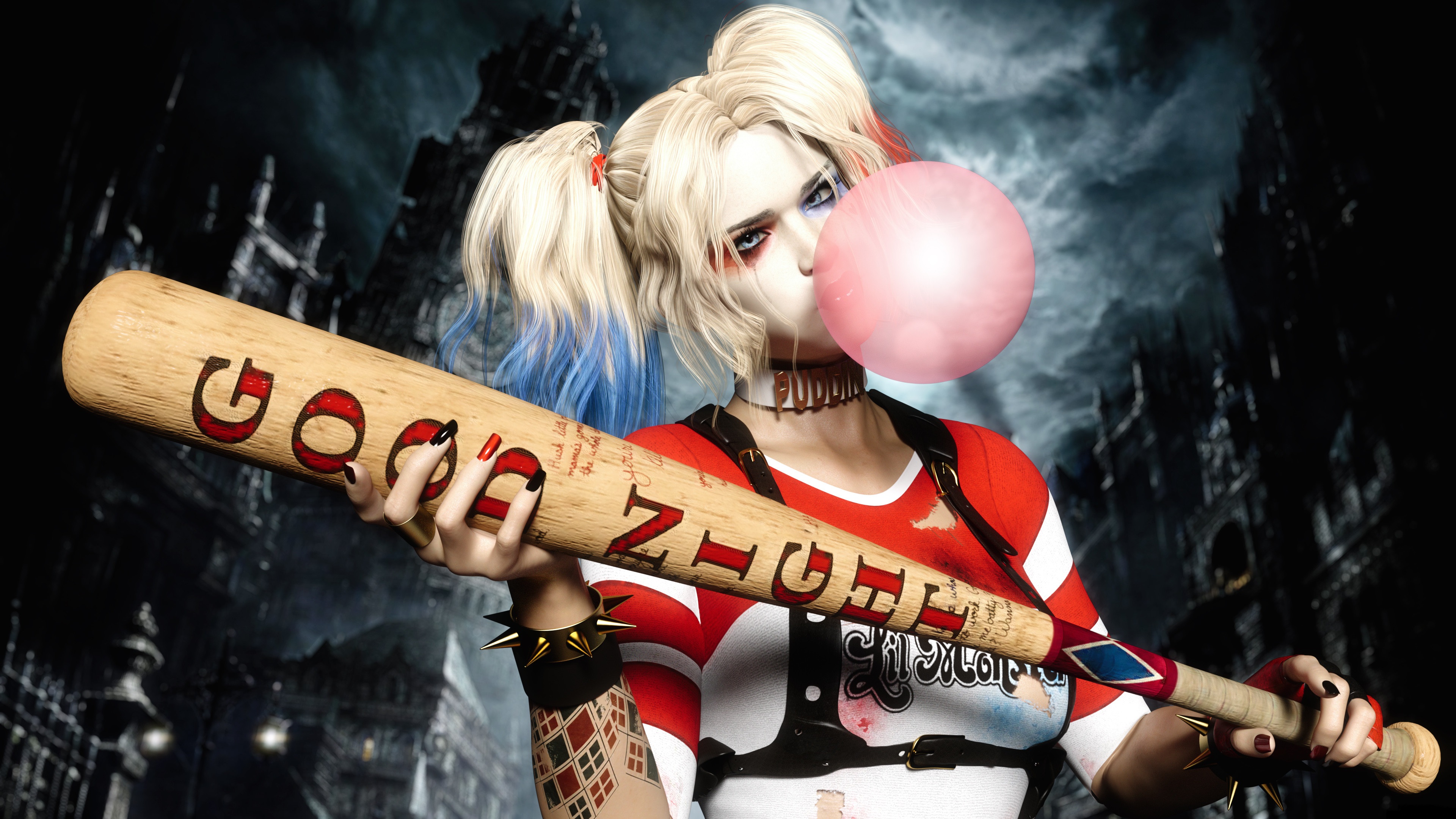 Cute Harley Quinn With Baseball Bat Wallpapers