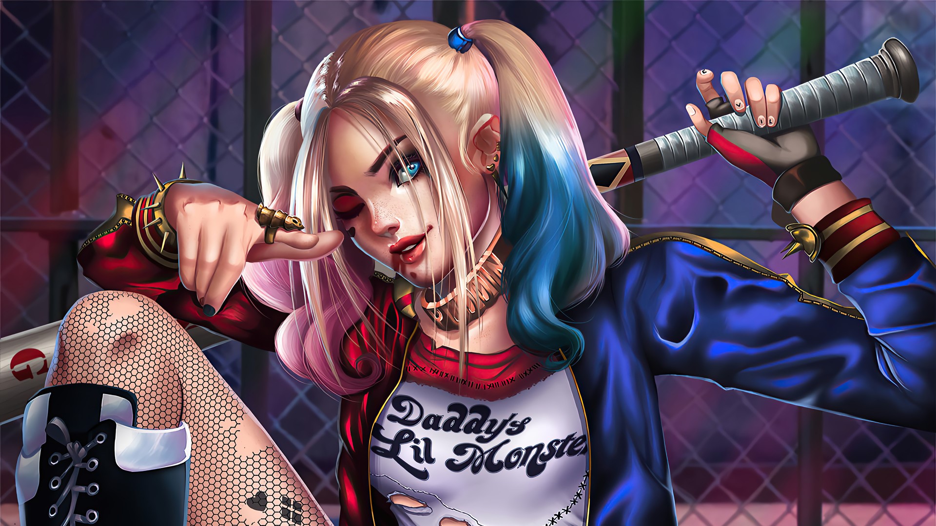 Cute Harley Quinn With Baseball Bat Wallpapers