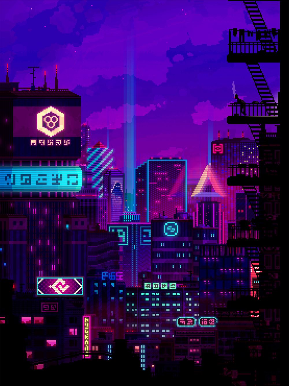 Cyberpunk City Pixel Art Wallpapers