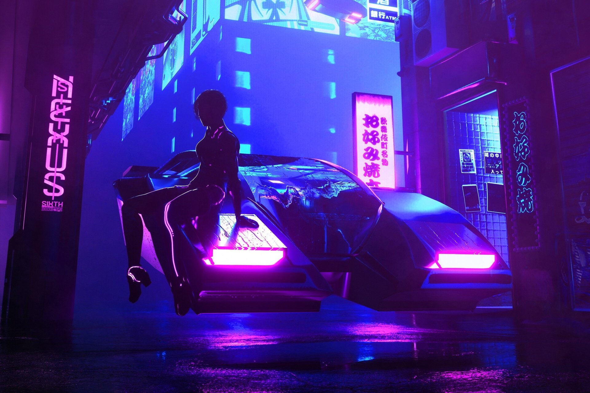 Cyberpunk Girl Futuristic Vehicle Wallpapers