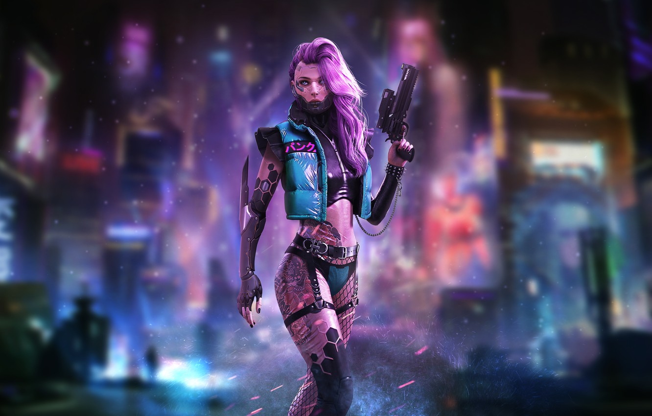 Cyberpunk Girl In City Wallpapers