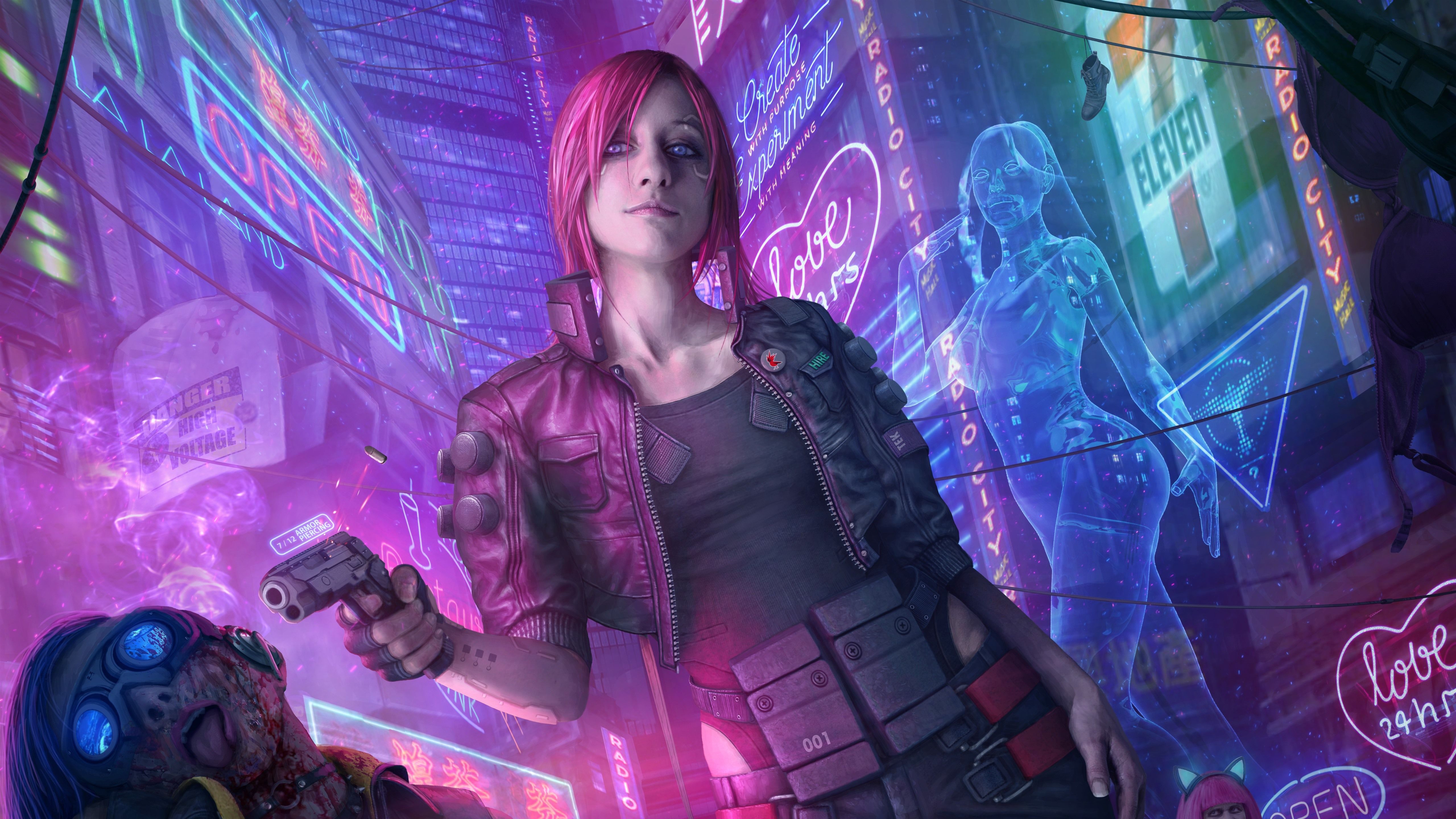 Cyberpunk Girl In City Wallpapers