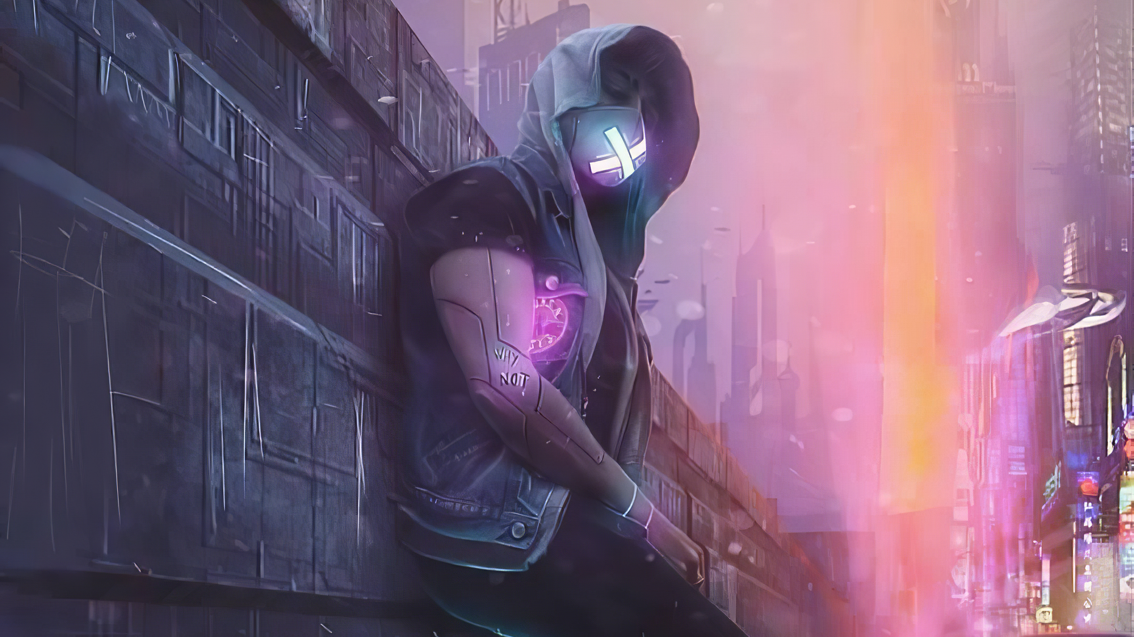 Cyberpunk Lonely Cyborg Illustration Wallpapers