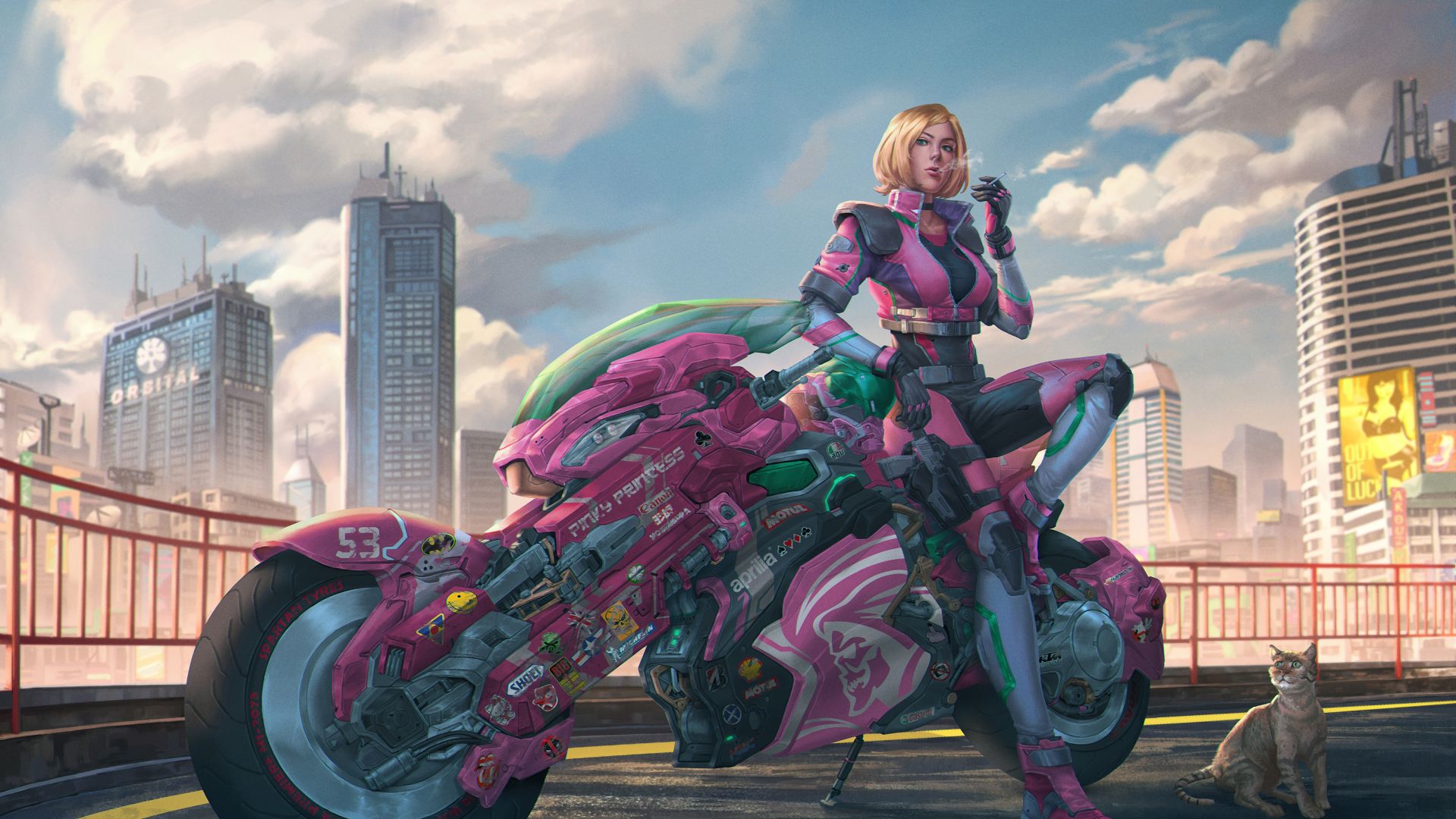 Cyberpunk Motorcycle Girl Wallpapers