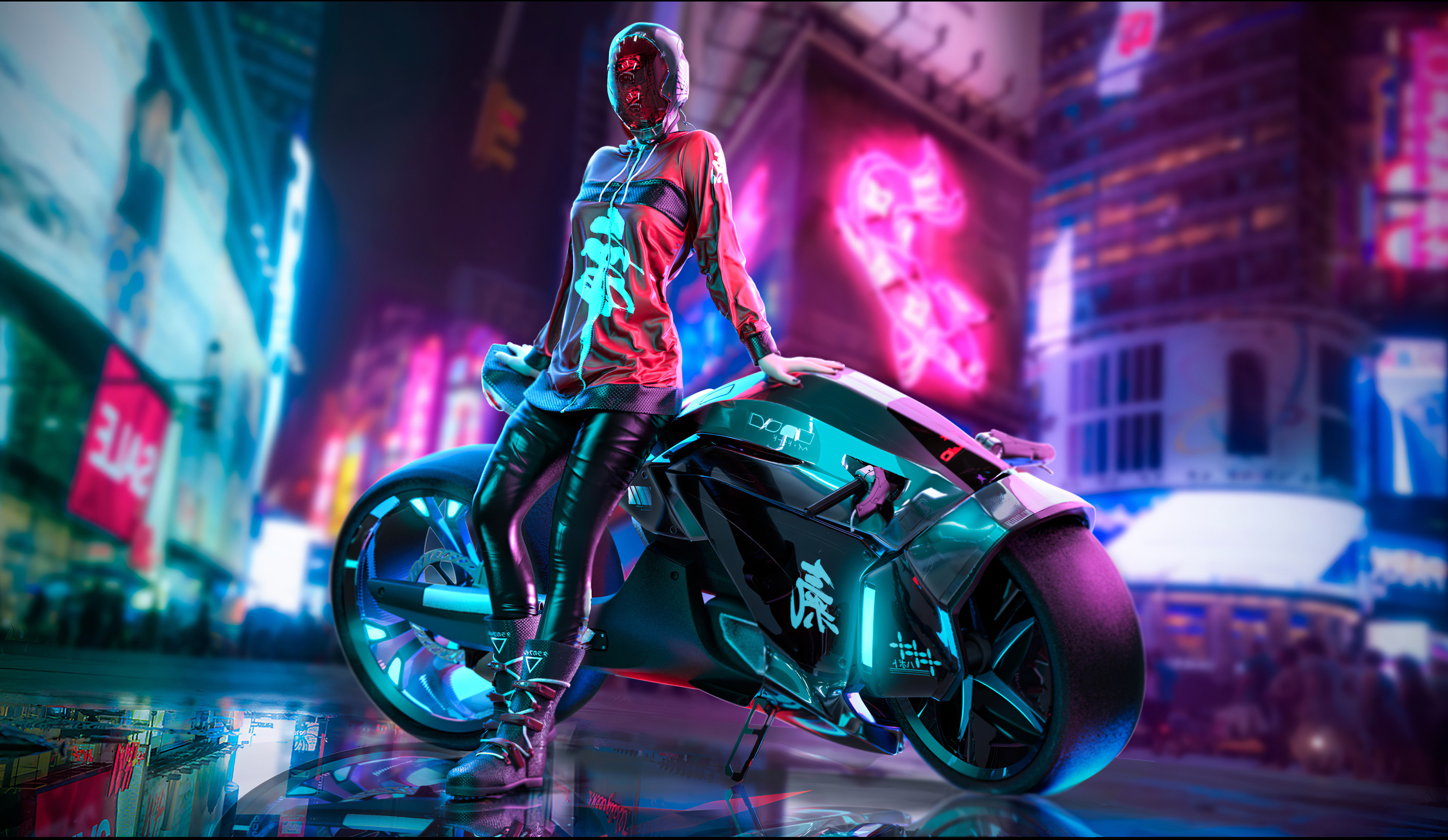 Cyberpunk Motorcycle Girl Wallpapers