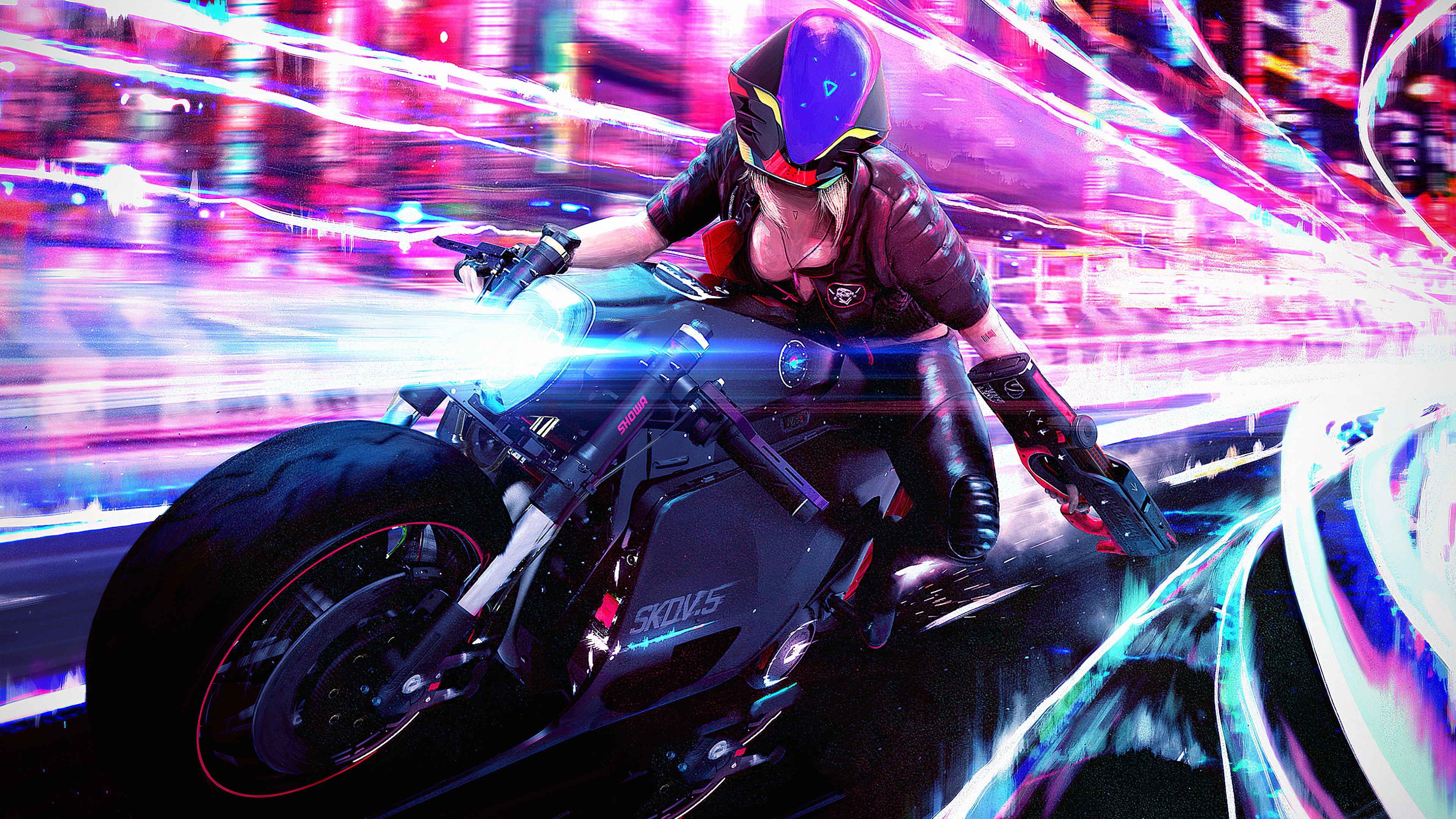 Cyberpunk Motorcycle Girl Wallpapers