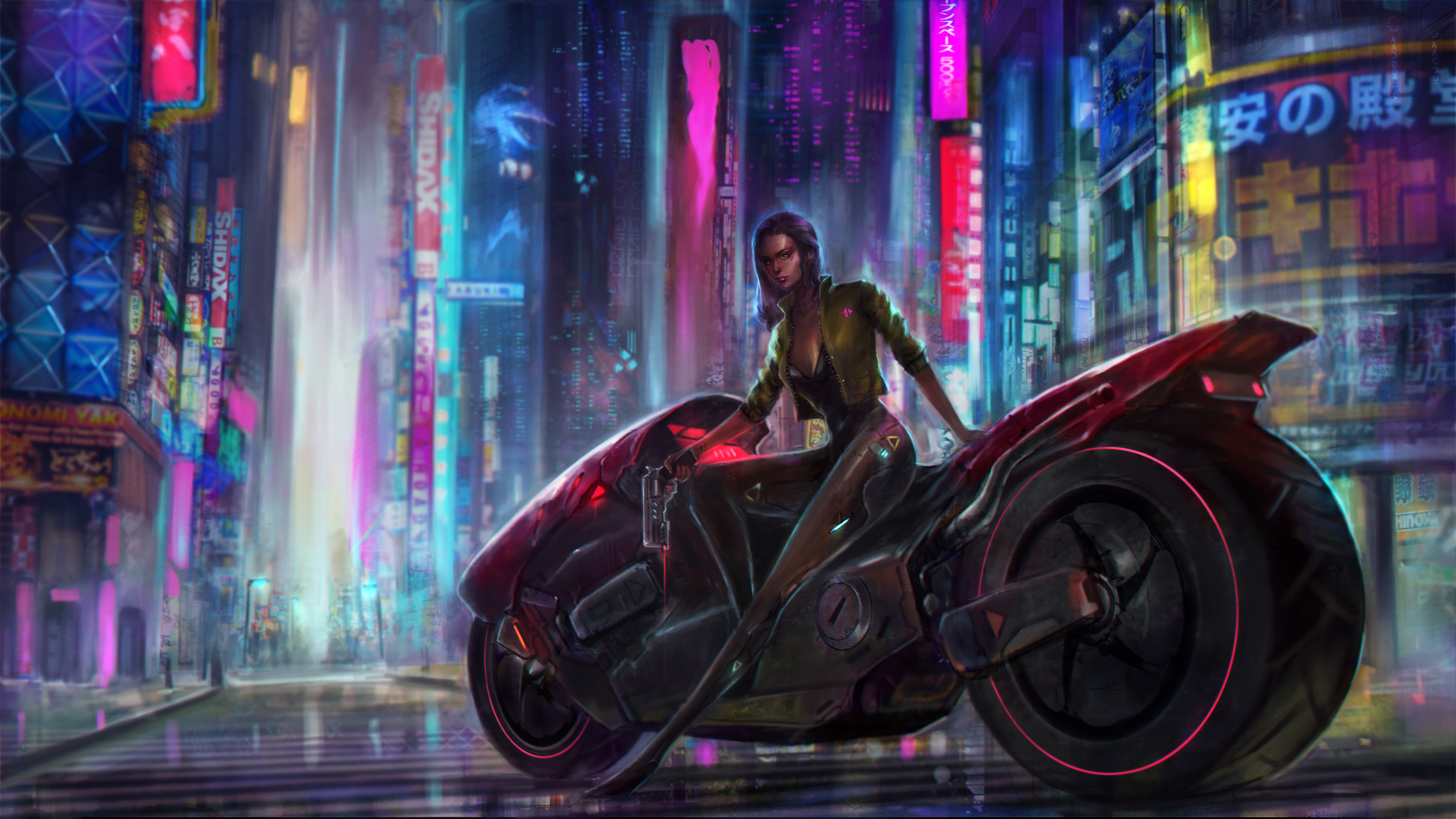 Cyberpunk Motorcycle Girl Wallpapers