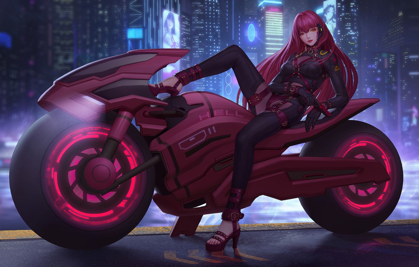 Cyberpunk Motorcycle Girl Wallpapers