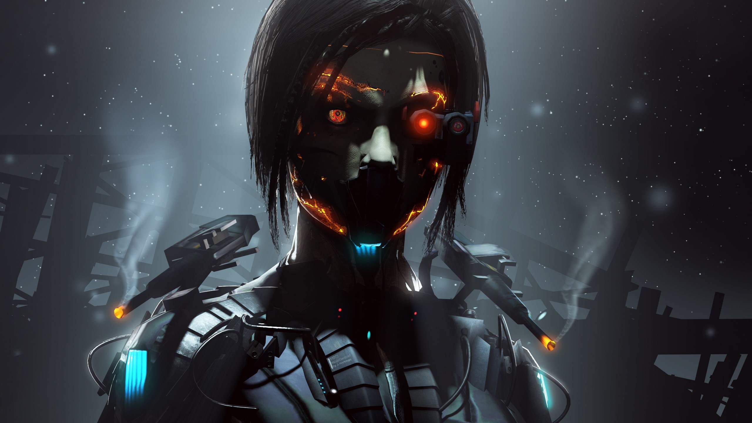 Cyborg 4K Female Fly Wallpapers