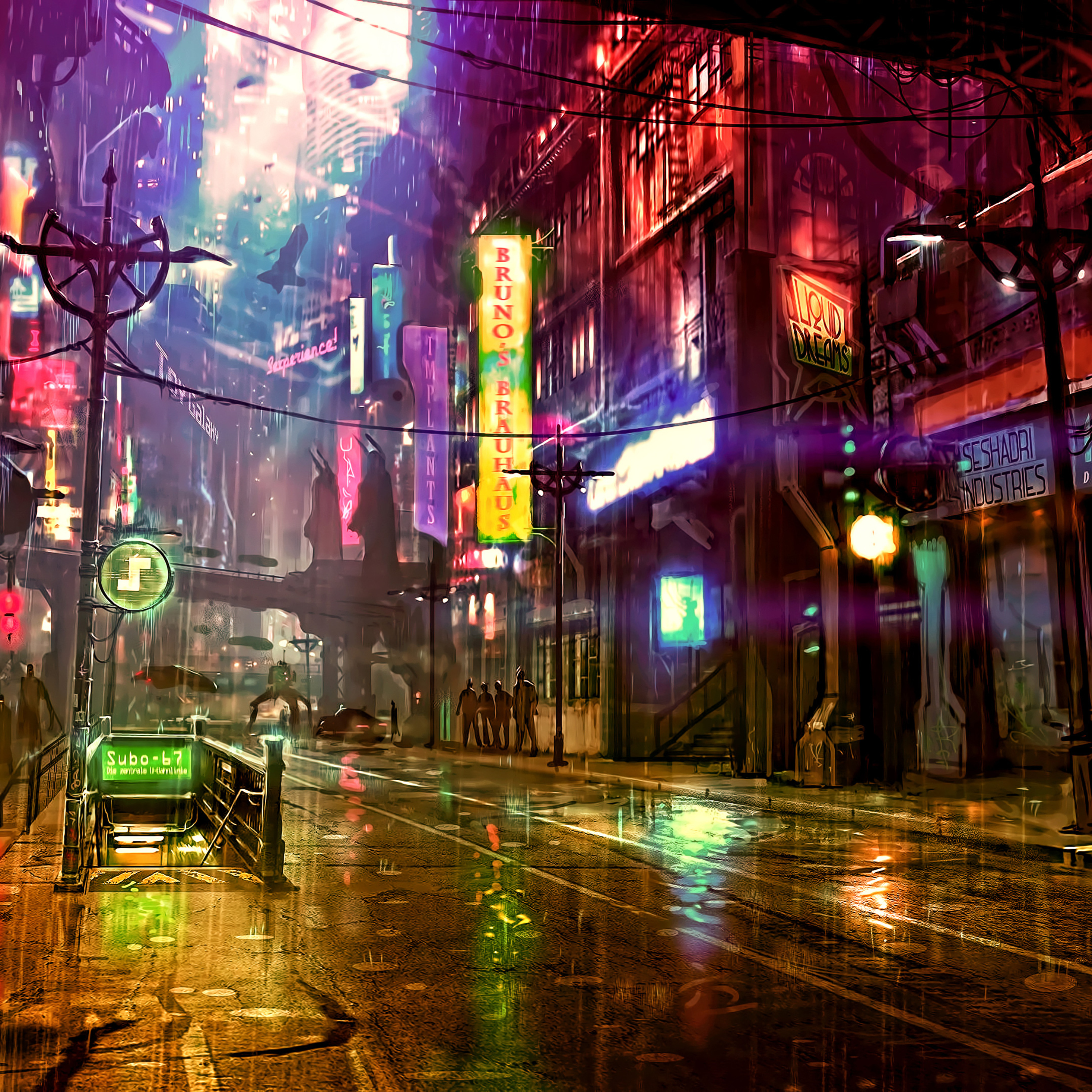 Cyborg Dog And Girl Cyberpunk Futuristic City Wallpapers