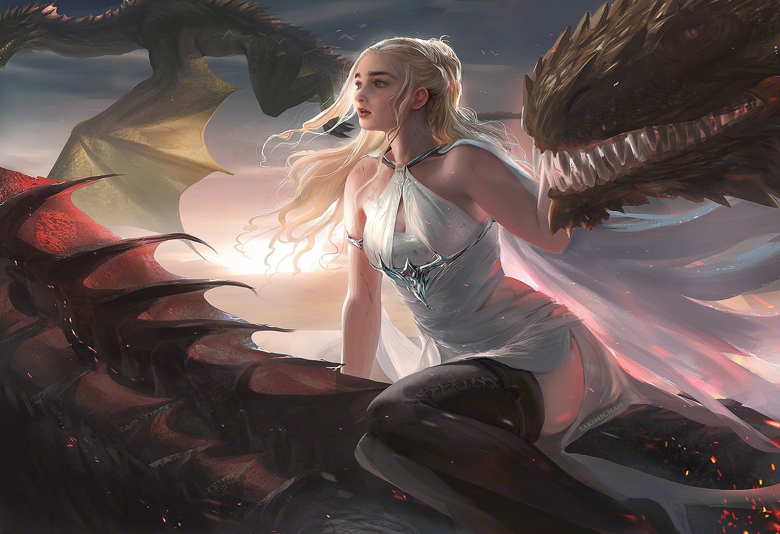 Daenerys And Drogon Art Wallpapers