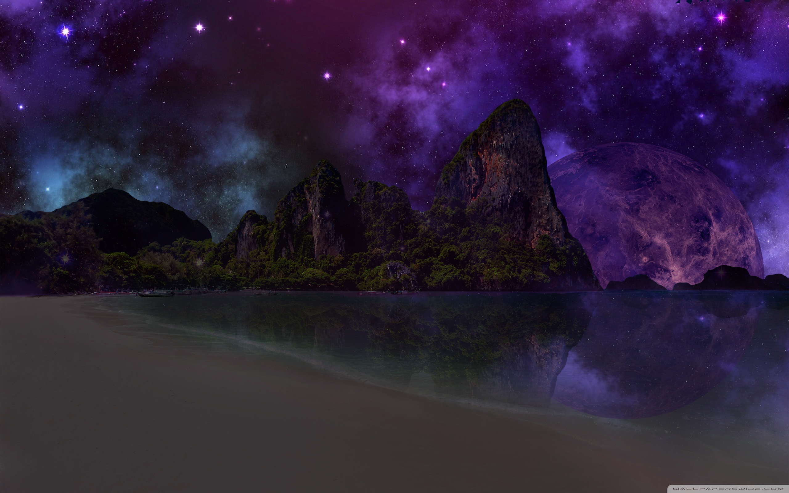 Dark Beach In Space Wallpapers