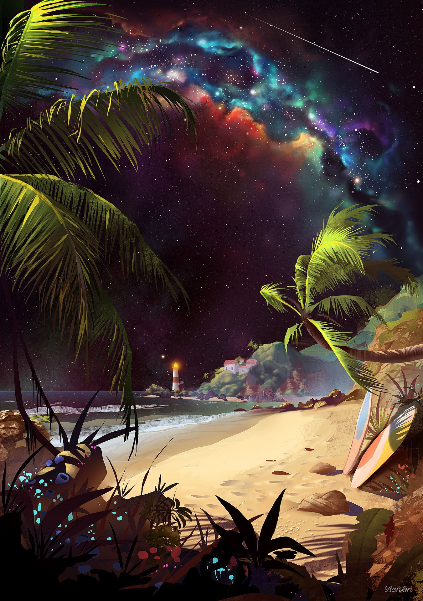 Dark Beach In Space Wallpapers