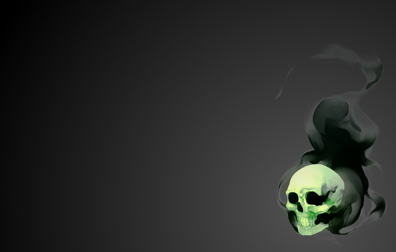 Dark Green Skull Minimalism Art Wallpapers