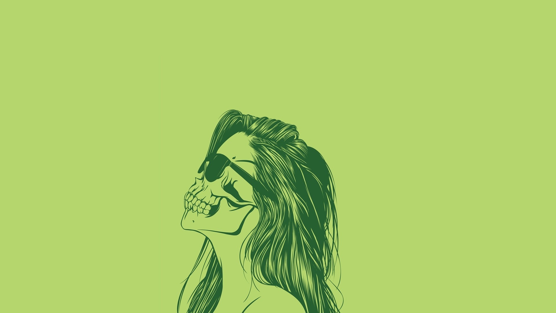 Dark Green Skull Minimalism Art Wallpapers