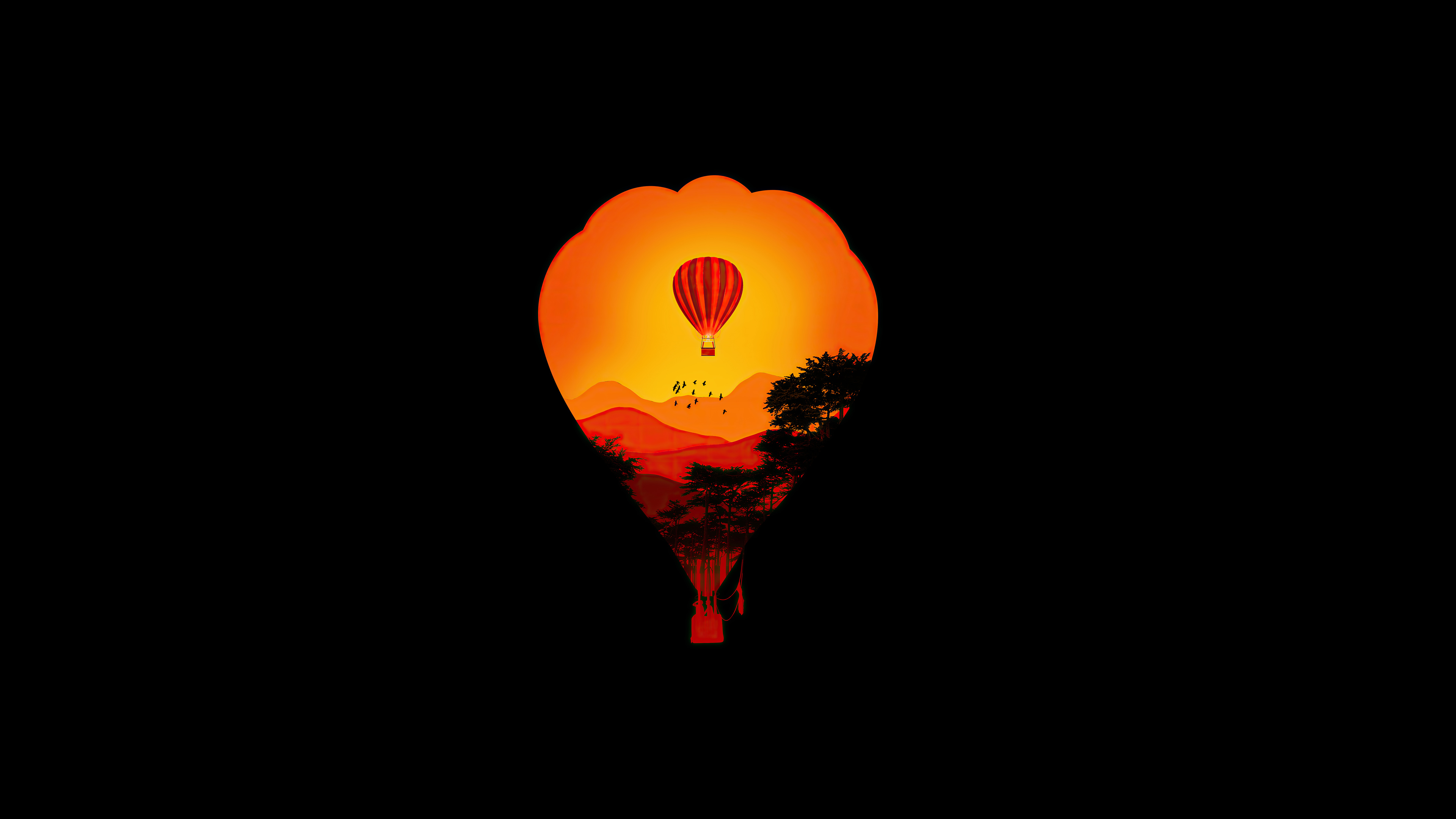 Dark Night In Air Balloon Wallpapers