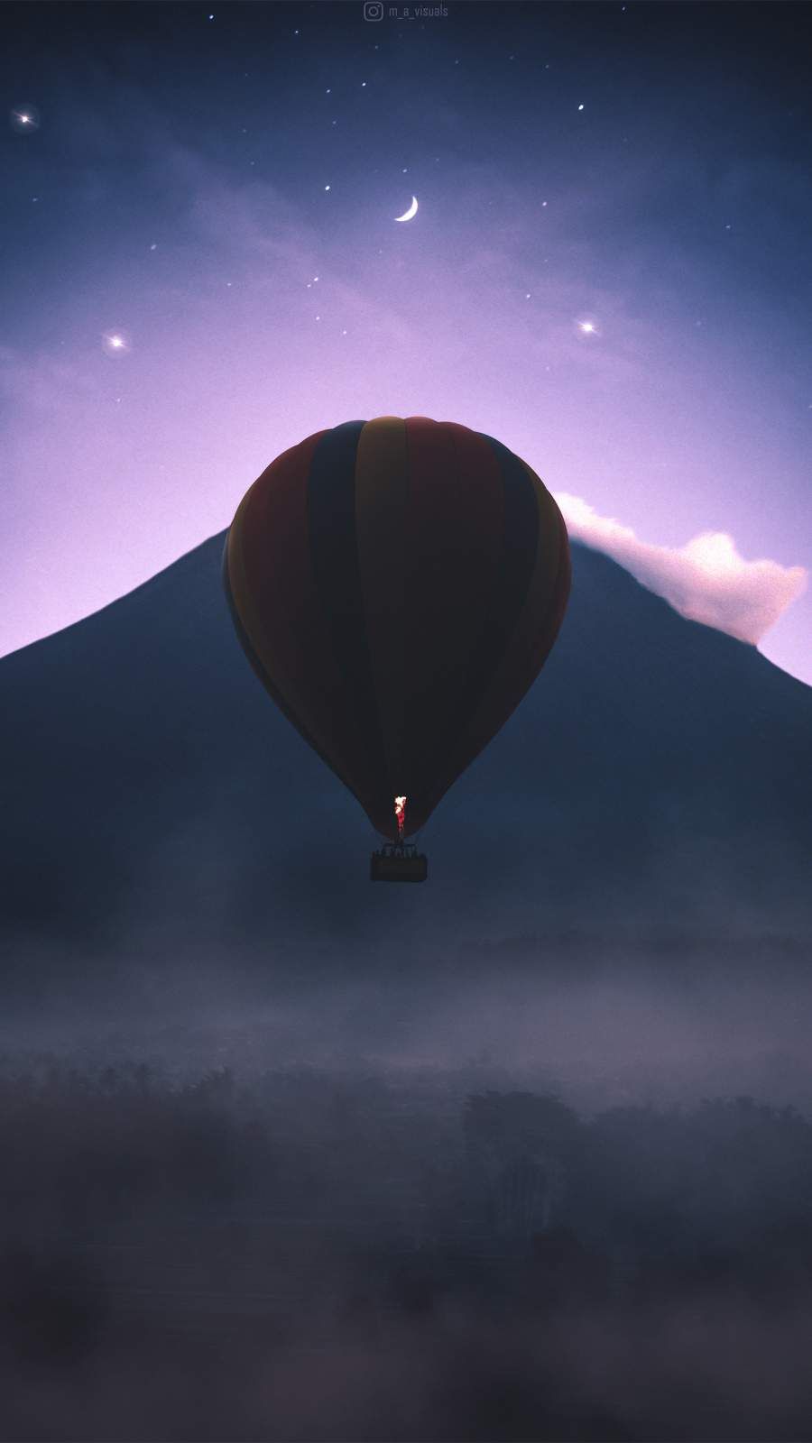 Dark Night In Air Balloon Wallpapers