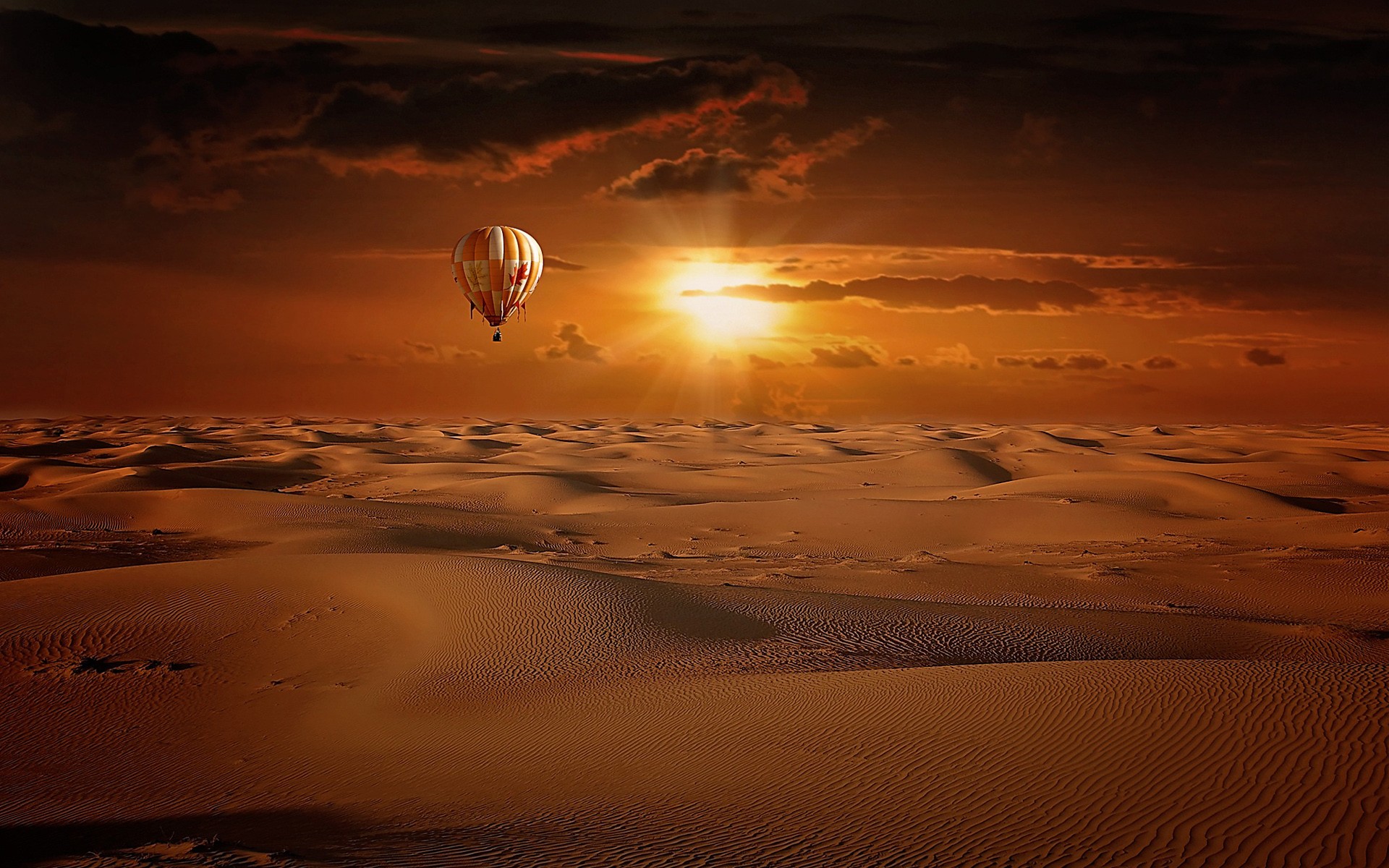 Desert Art And  Hot Air Balloon Wallpapers