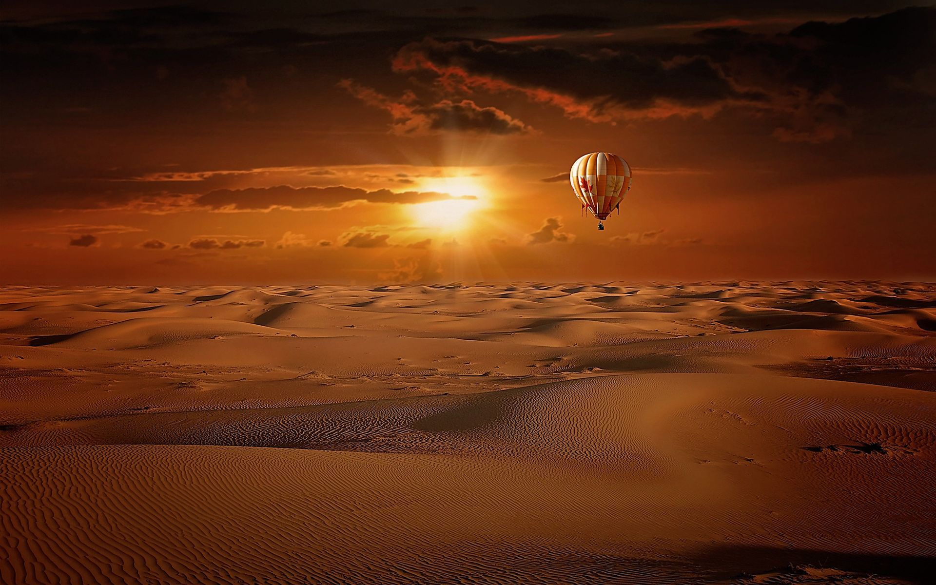 Desert Art And  Hot Air Balloon Wallpapers