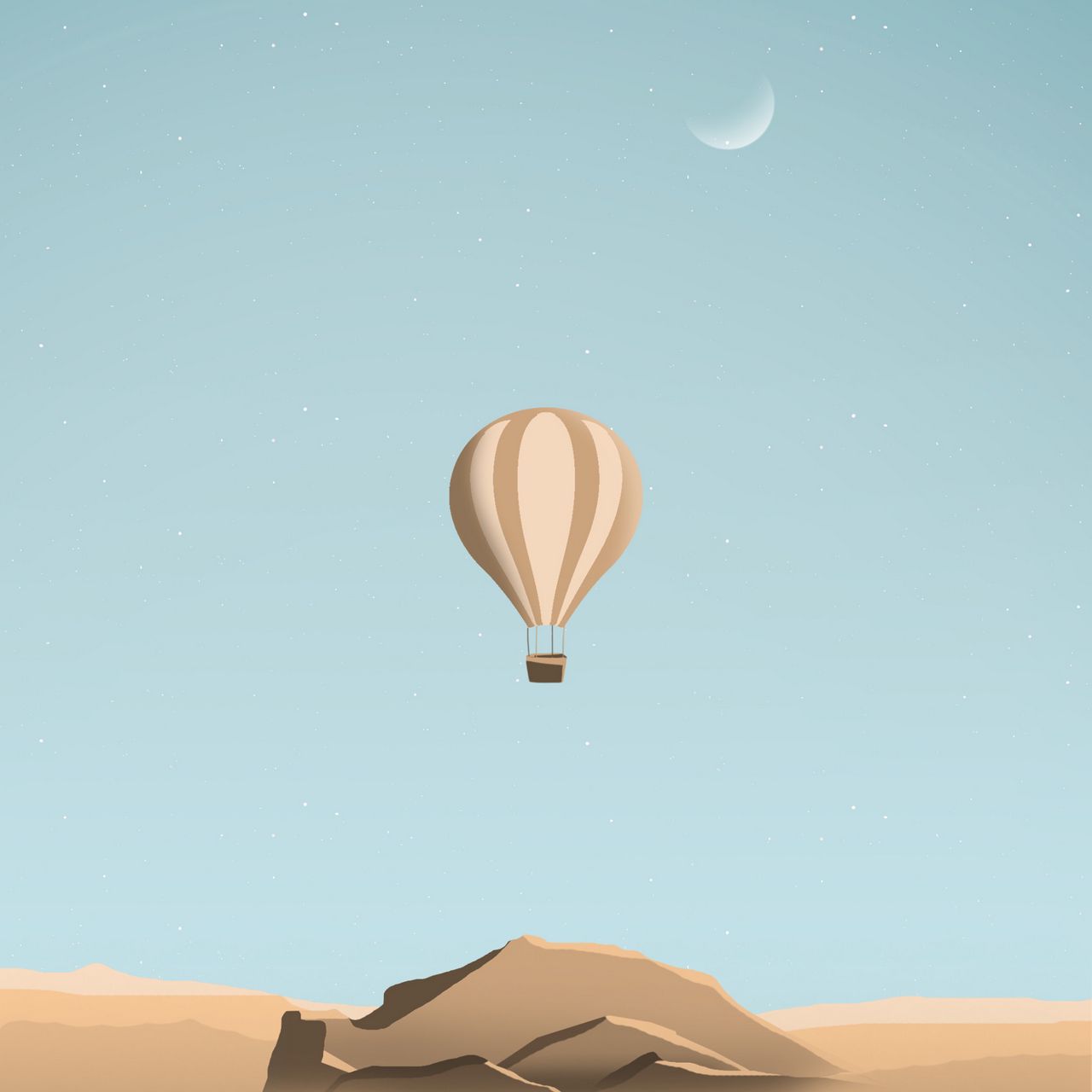 Desert Art And  Hot Air Balloon Wallpapers