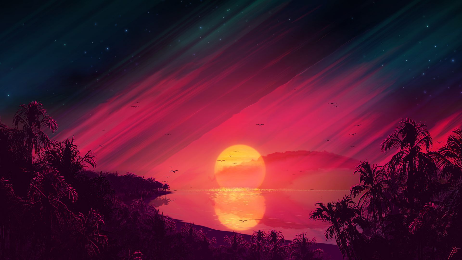 Digital Sunset Art Wallpapers