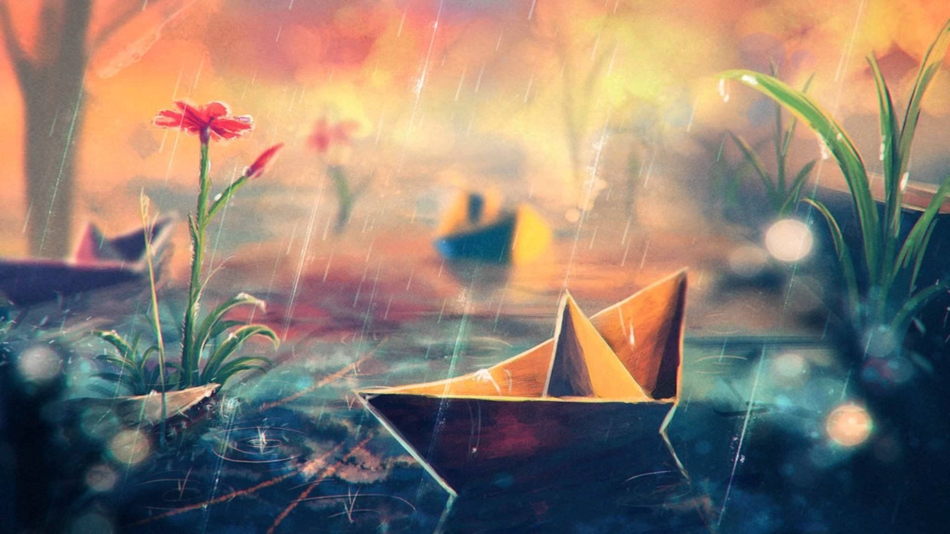 Fantasy Man With Cat And Paper Boat In Ocean Sea Wallpapers