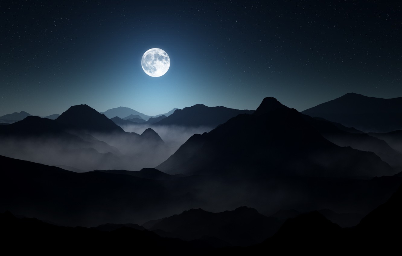 Foggy Night Moon Wallpapers