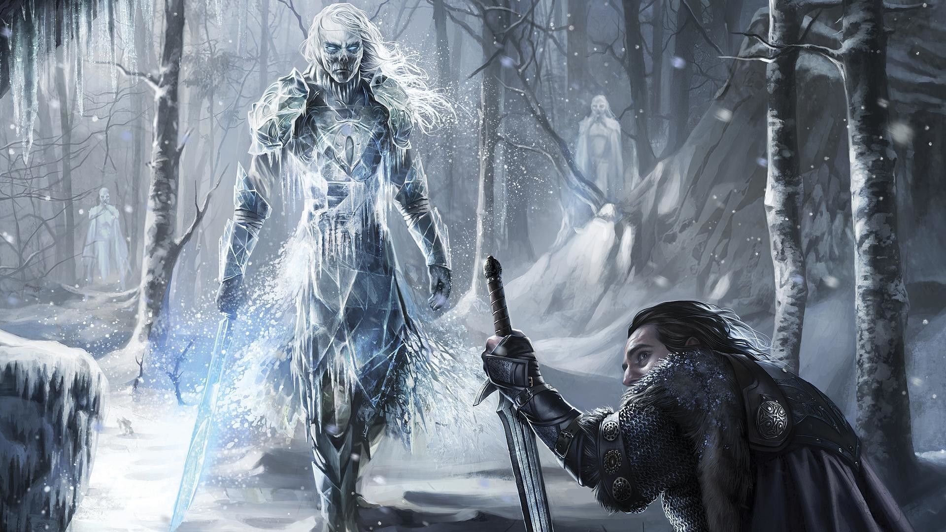 Game Of Thrones 7 White Walker And Ice Dragon Art Wallpapers