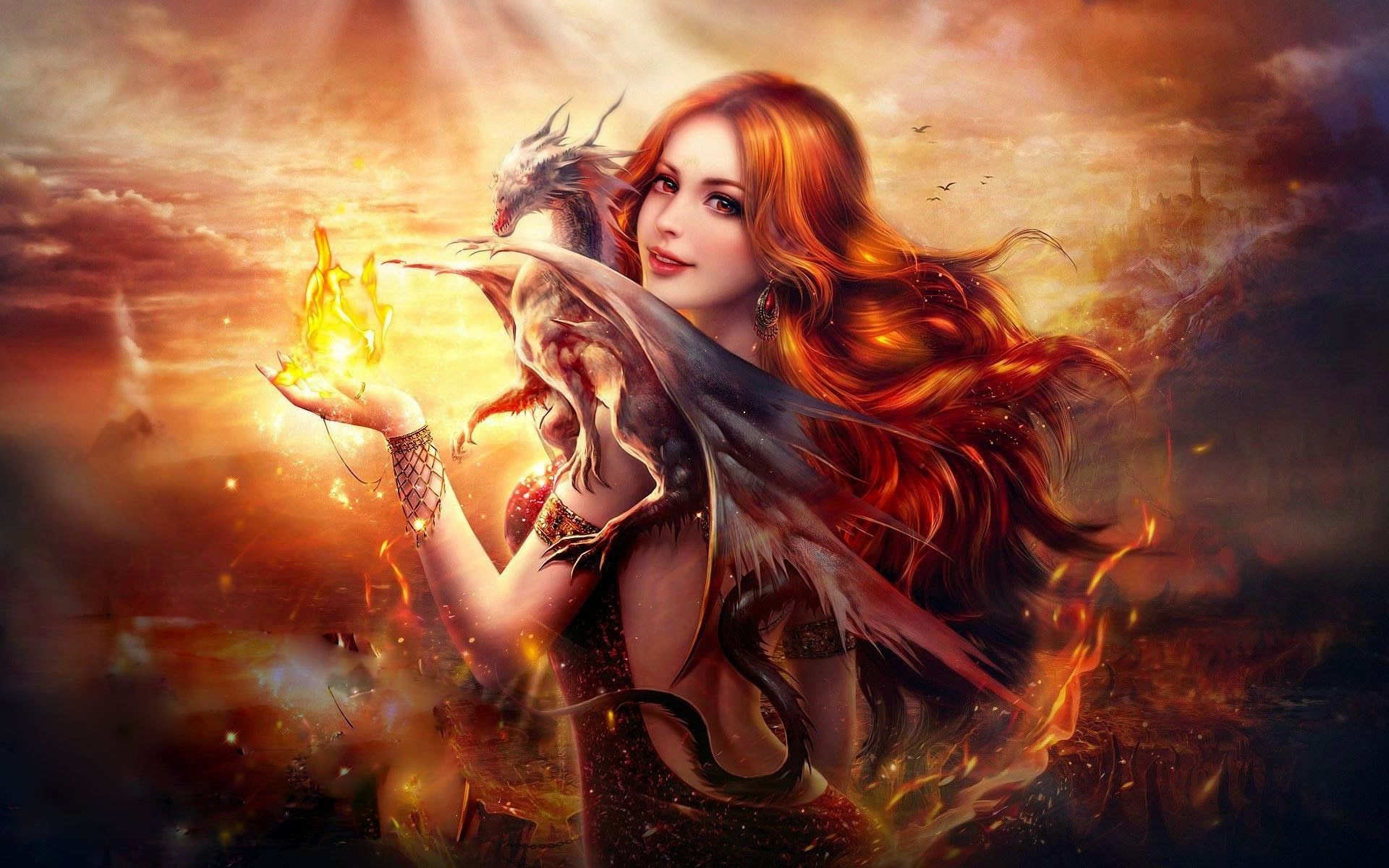 Girl In Flame Wallpapers