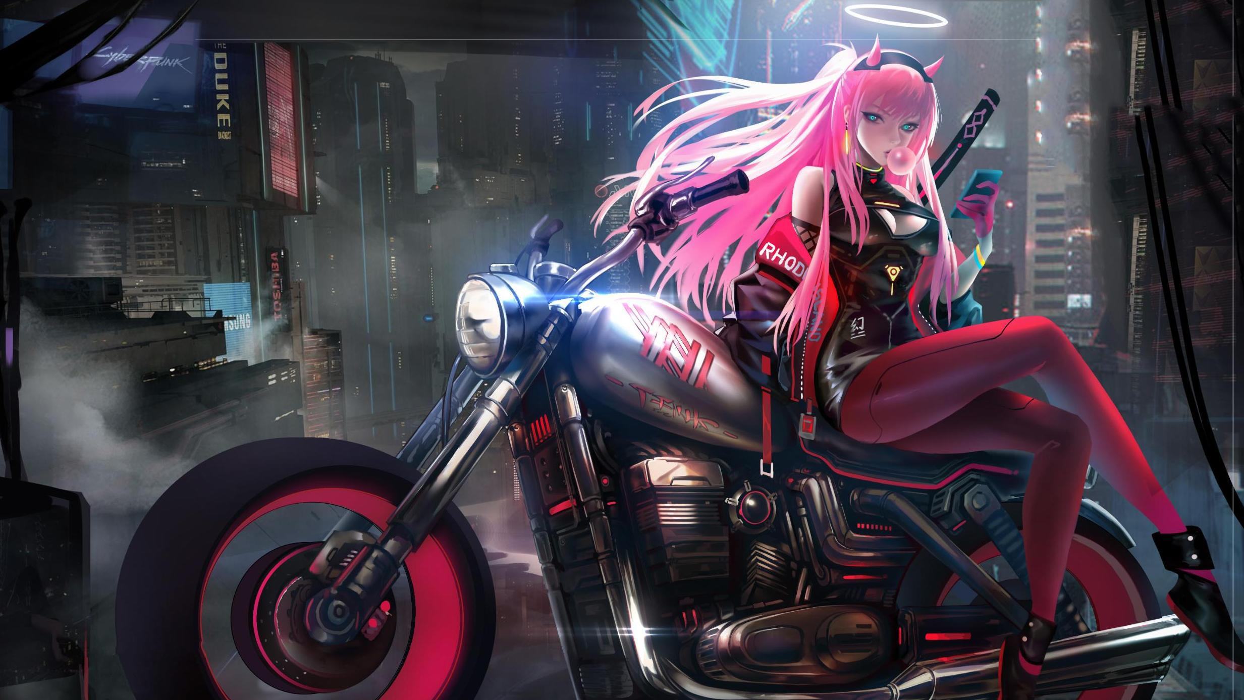 Girl On Bike Artwork Wallpapers