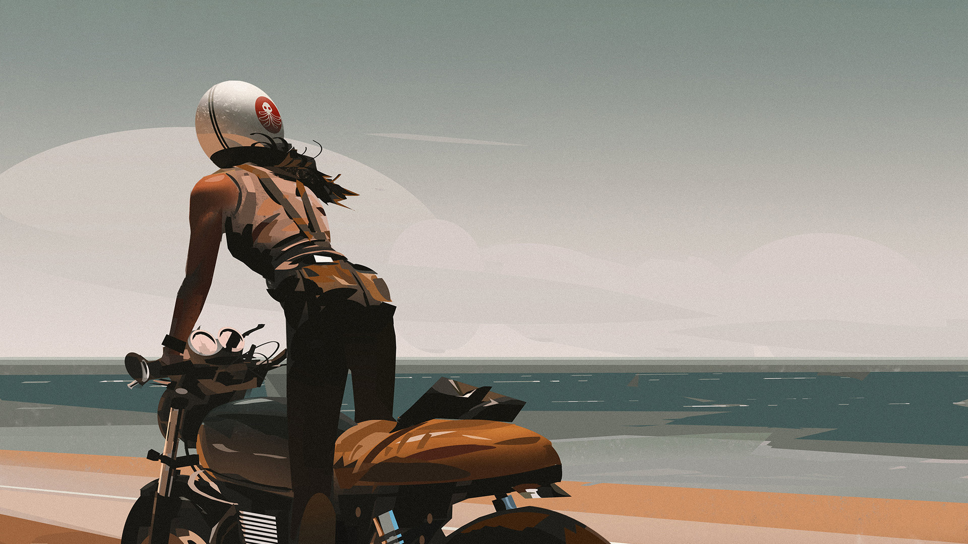 Girl On Bike Artwork Wallpapers