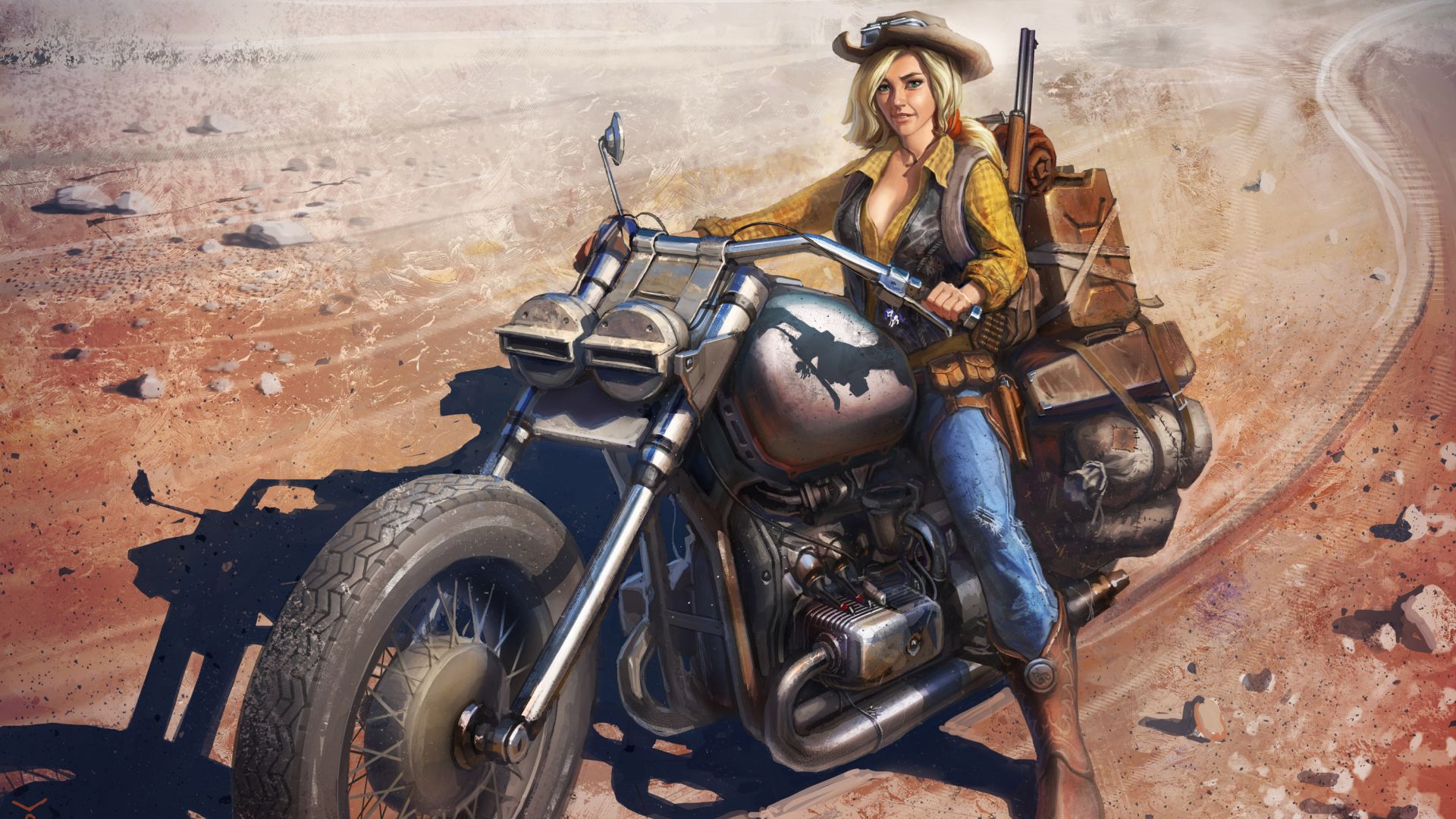 Girl On Bike Artwork Wallpapers