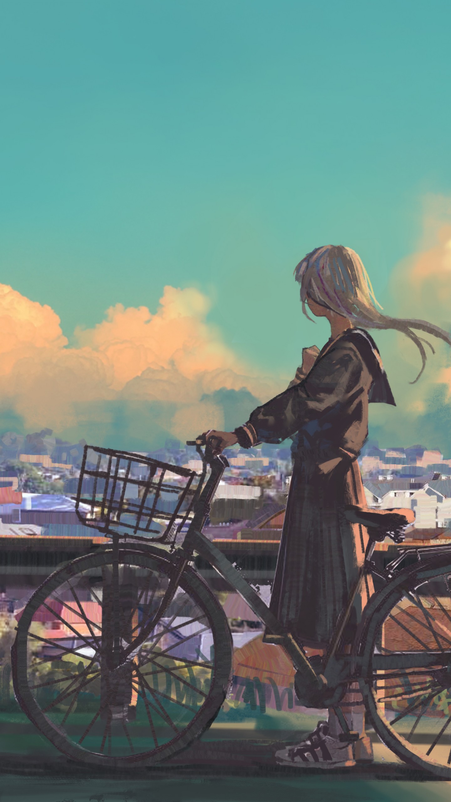 Girl On Bike Artwork Wallpapers