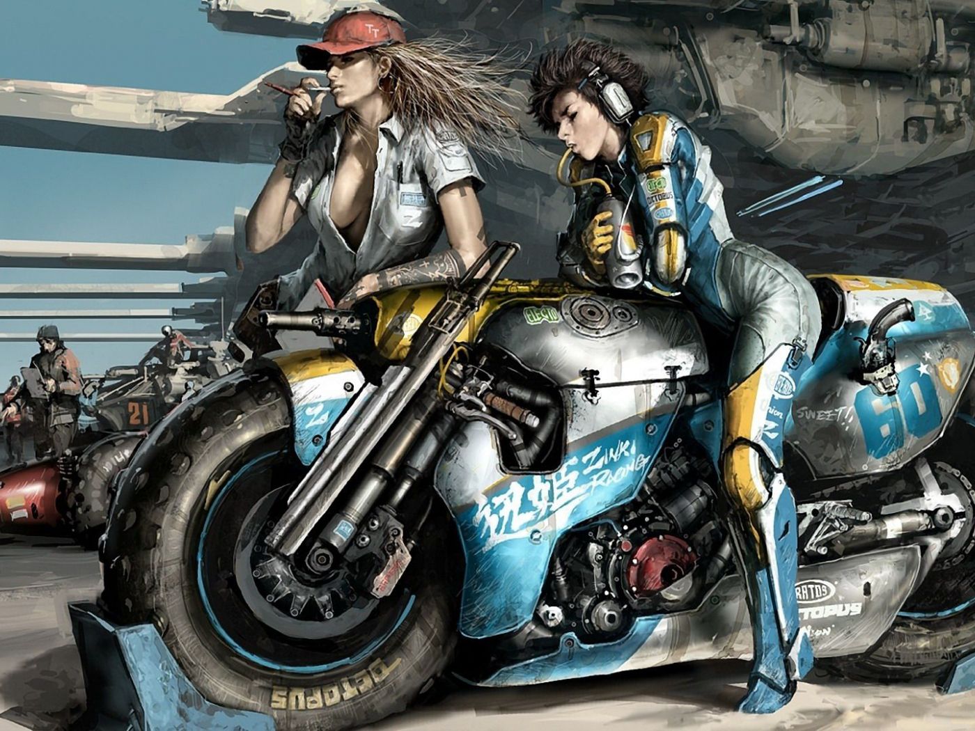 Girl On Bike Artwork Wallpapers