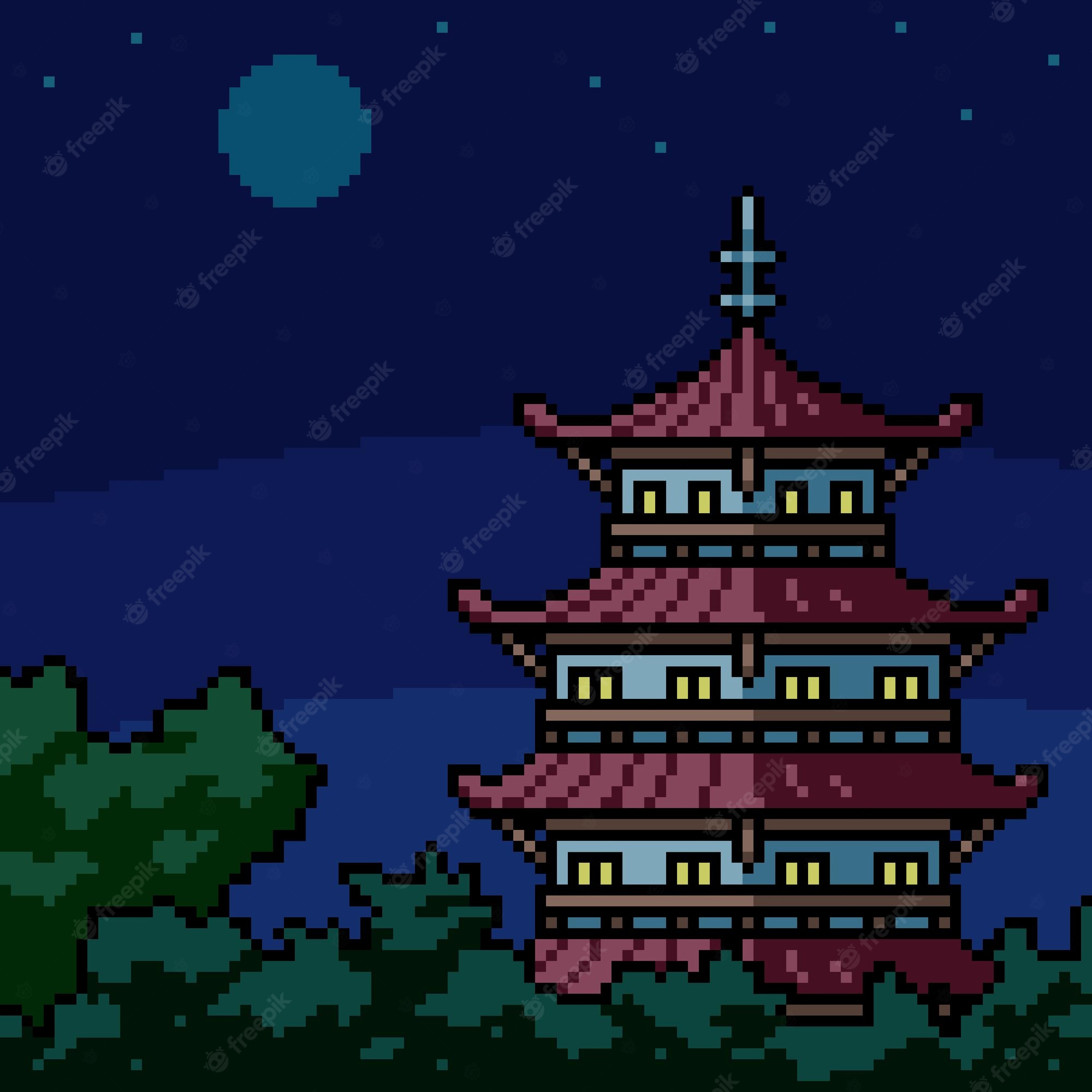 Japanese Castle Pixel Art Wallpapers