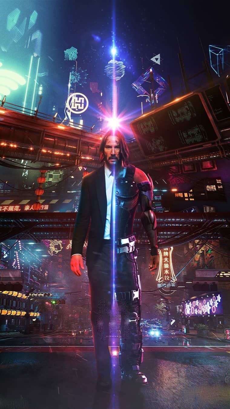 Keanu Reeves Cyberpunk 2077 Retro Art Wallpapers