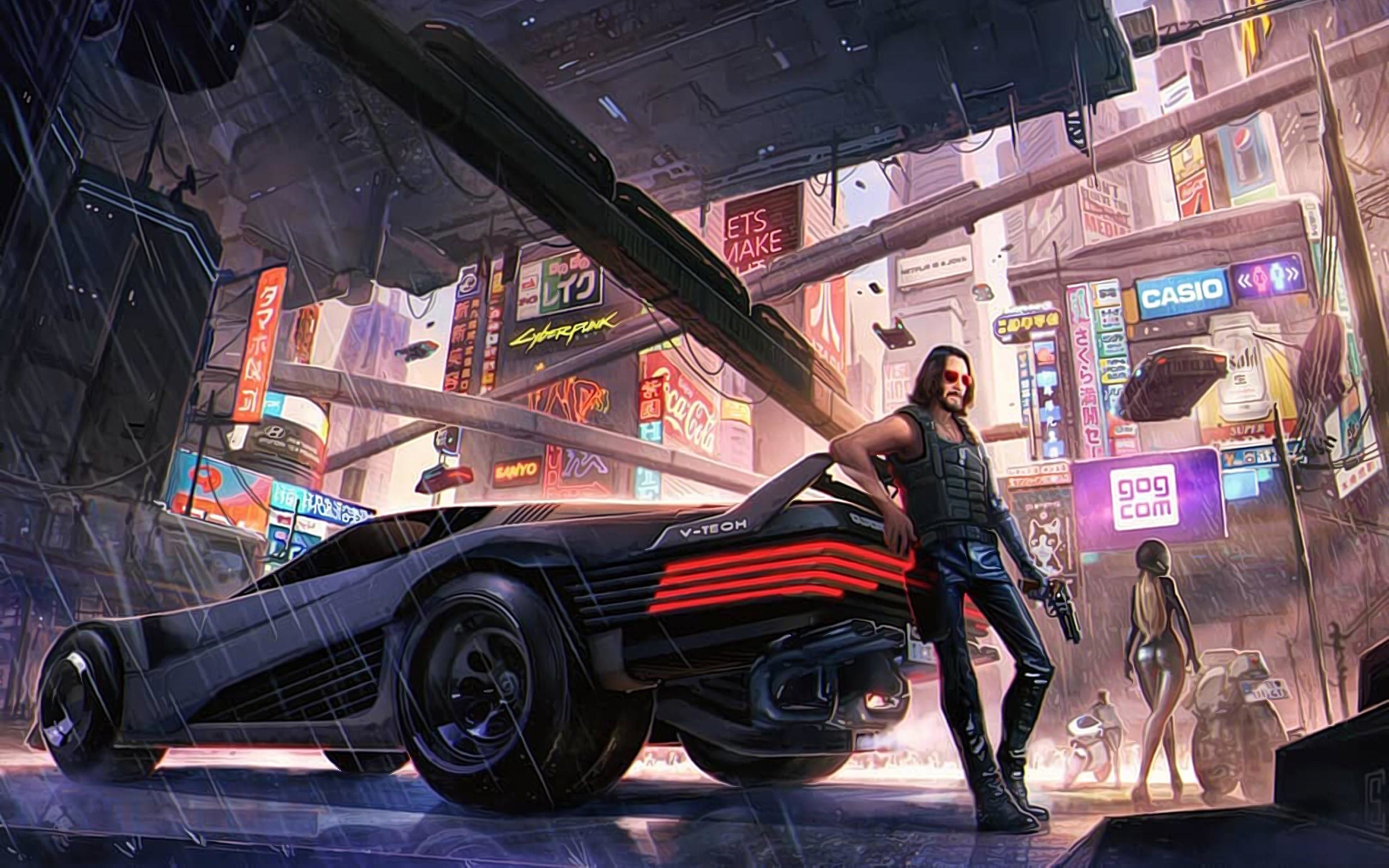 Keanu Reeves Cyberpunk 2077 Retro Art Wallpapers