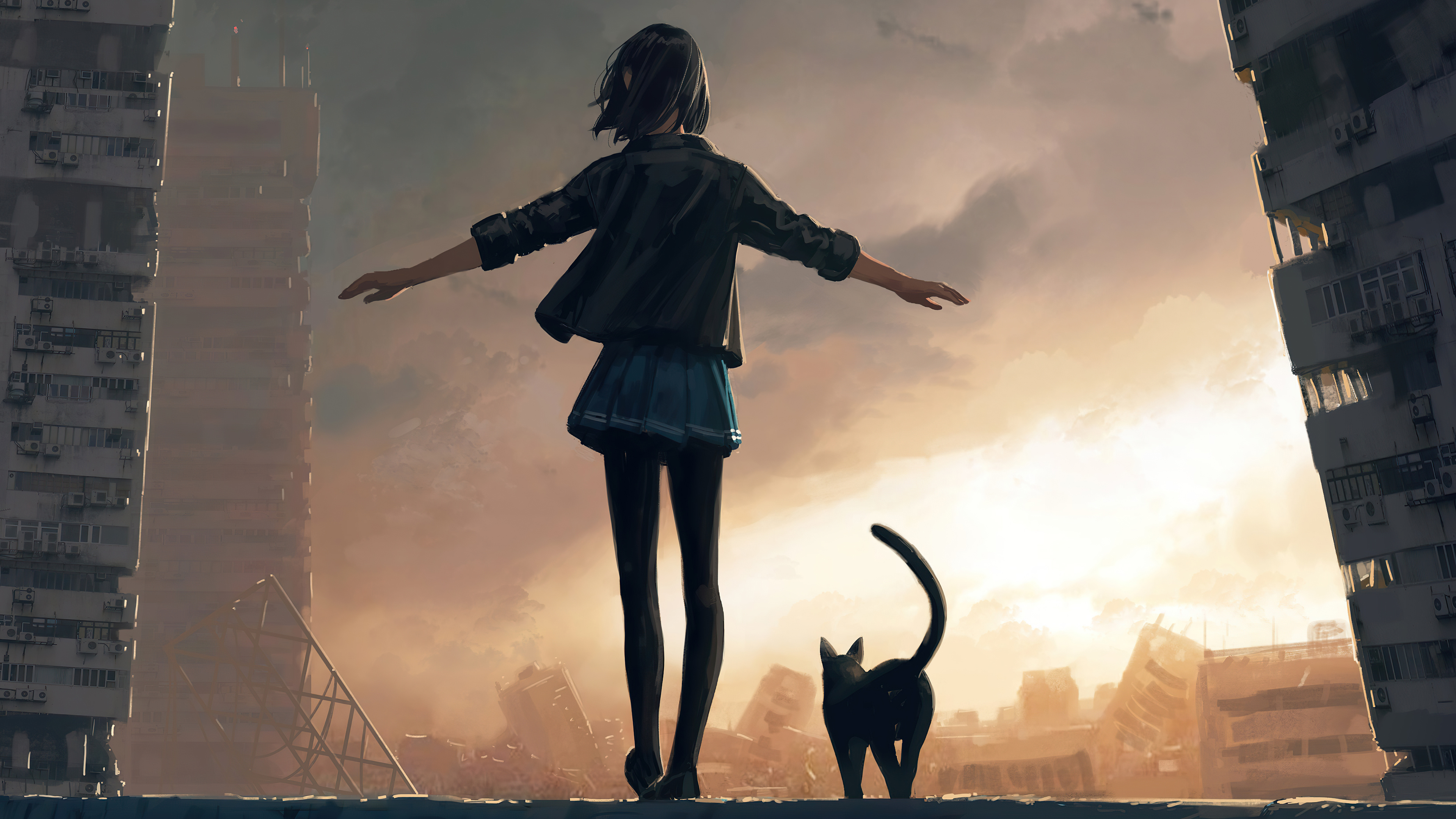 Lonely Girl With Cat Wallpapers