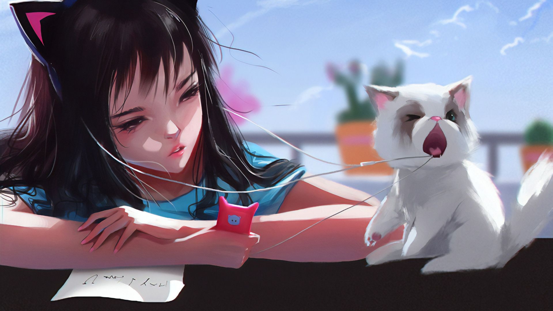 Lonely Girl With Cat Wallpapers