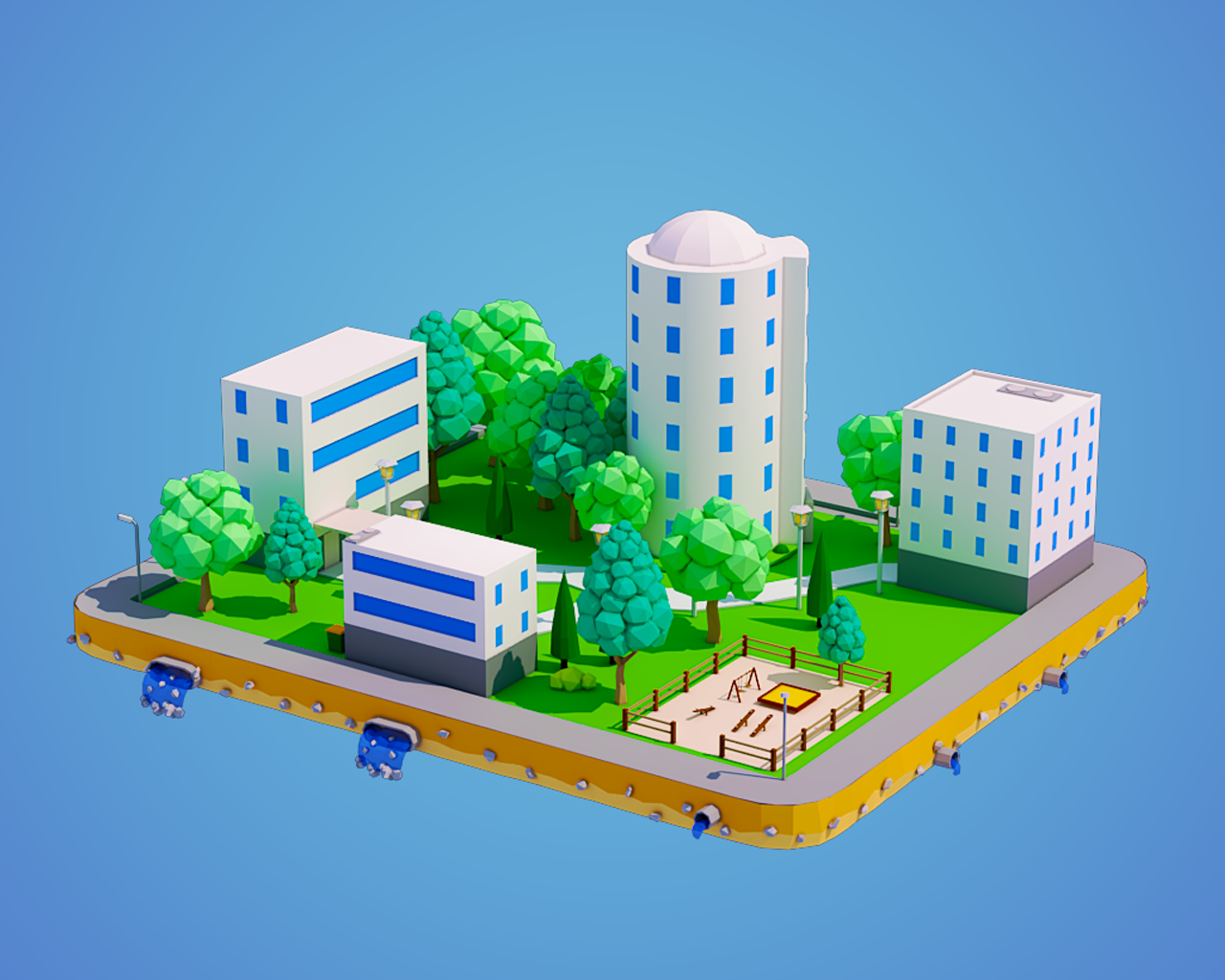 Low Poly City Block Wallpapers