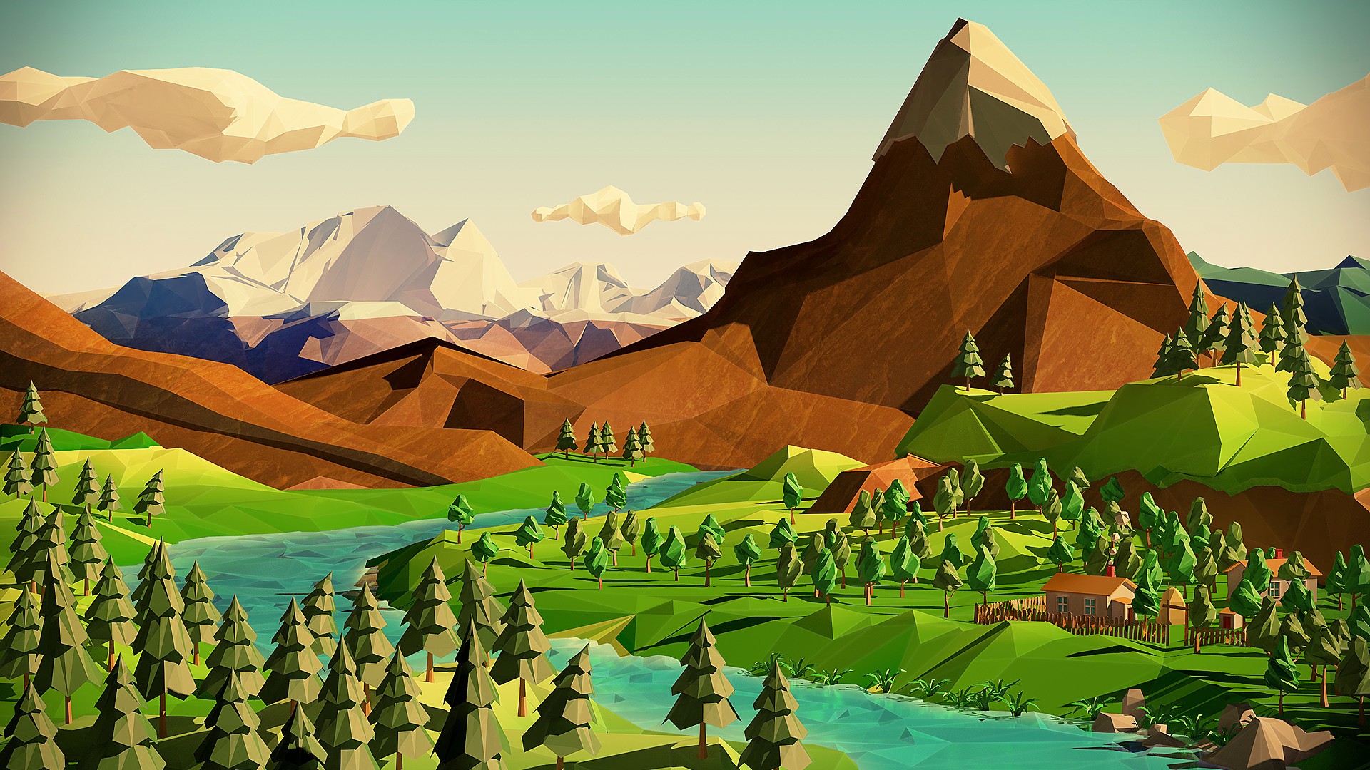 Low Poly Digital Desert Mountains Wallpapers