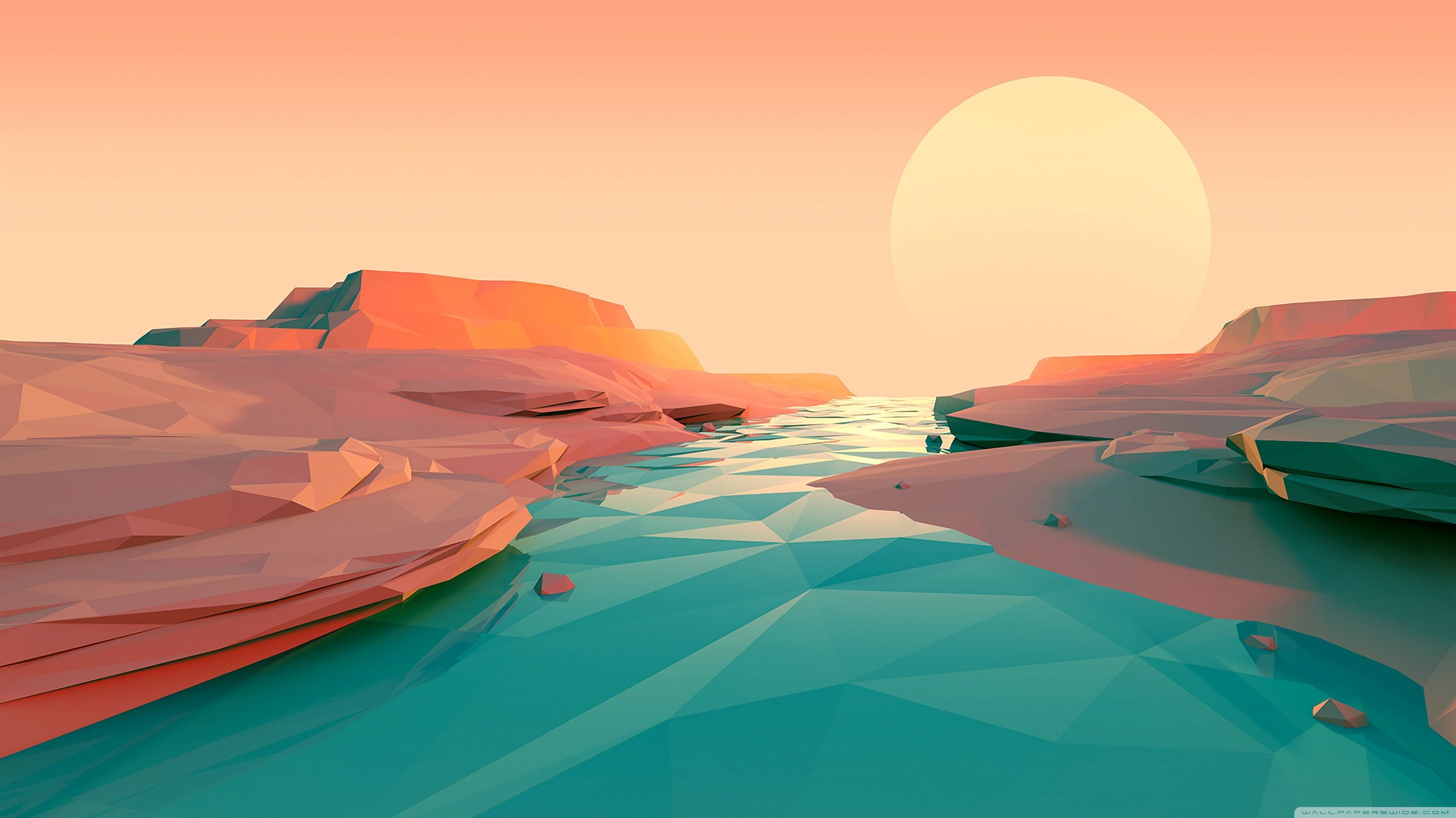 Low Poly Digital Desert Mountains Wallpapers