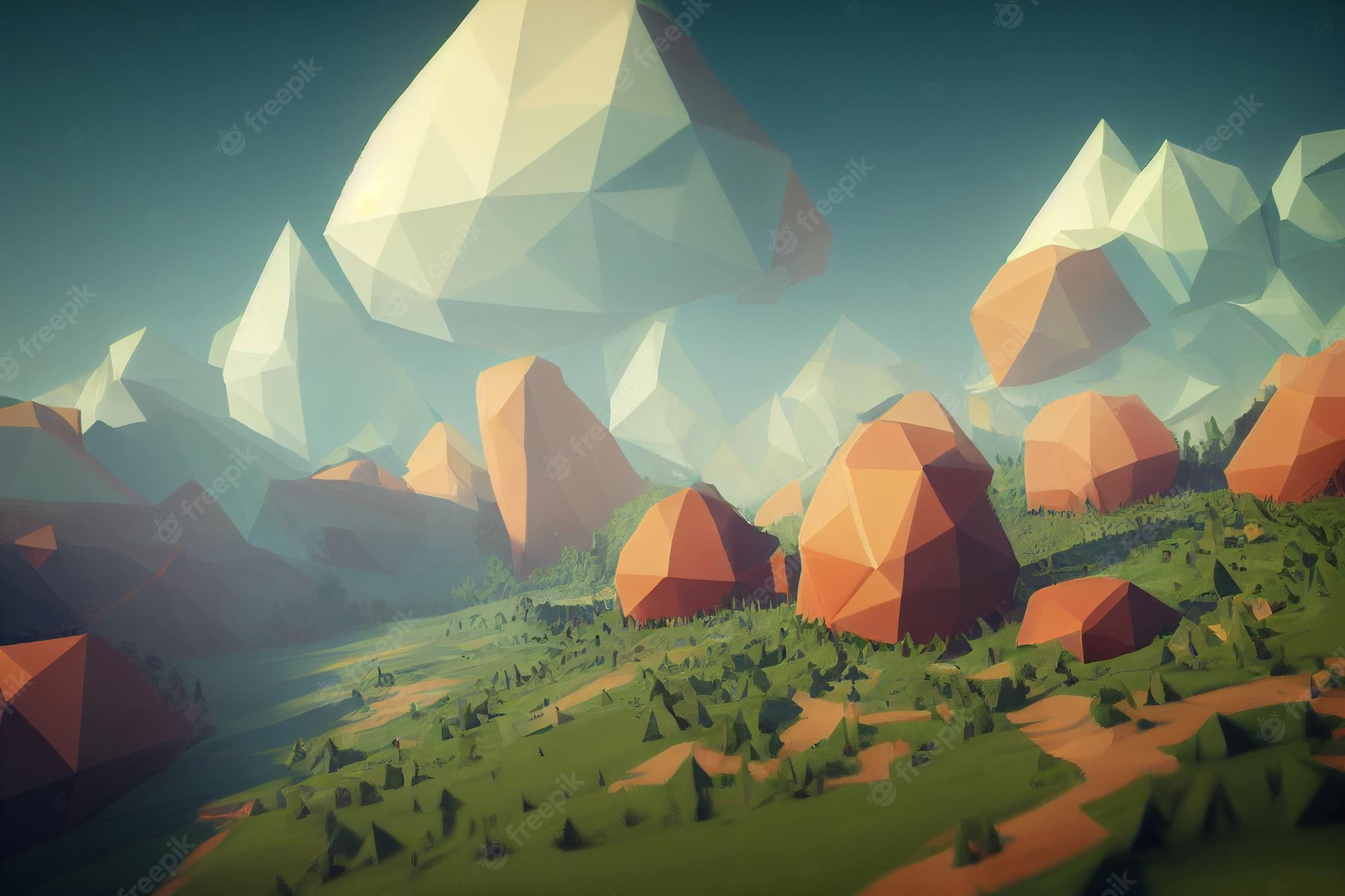 Low Poly Digital Desert Mountains Wallpapers