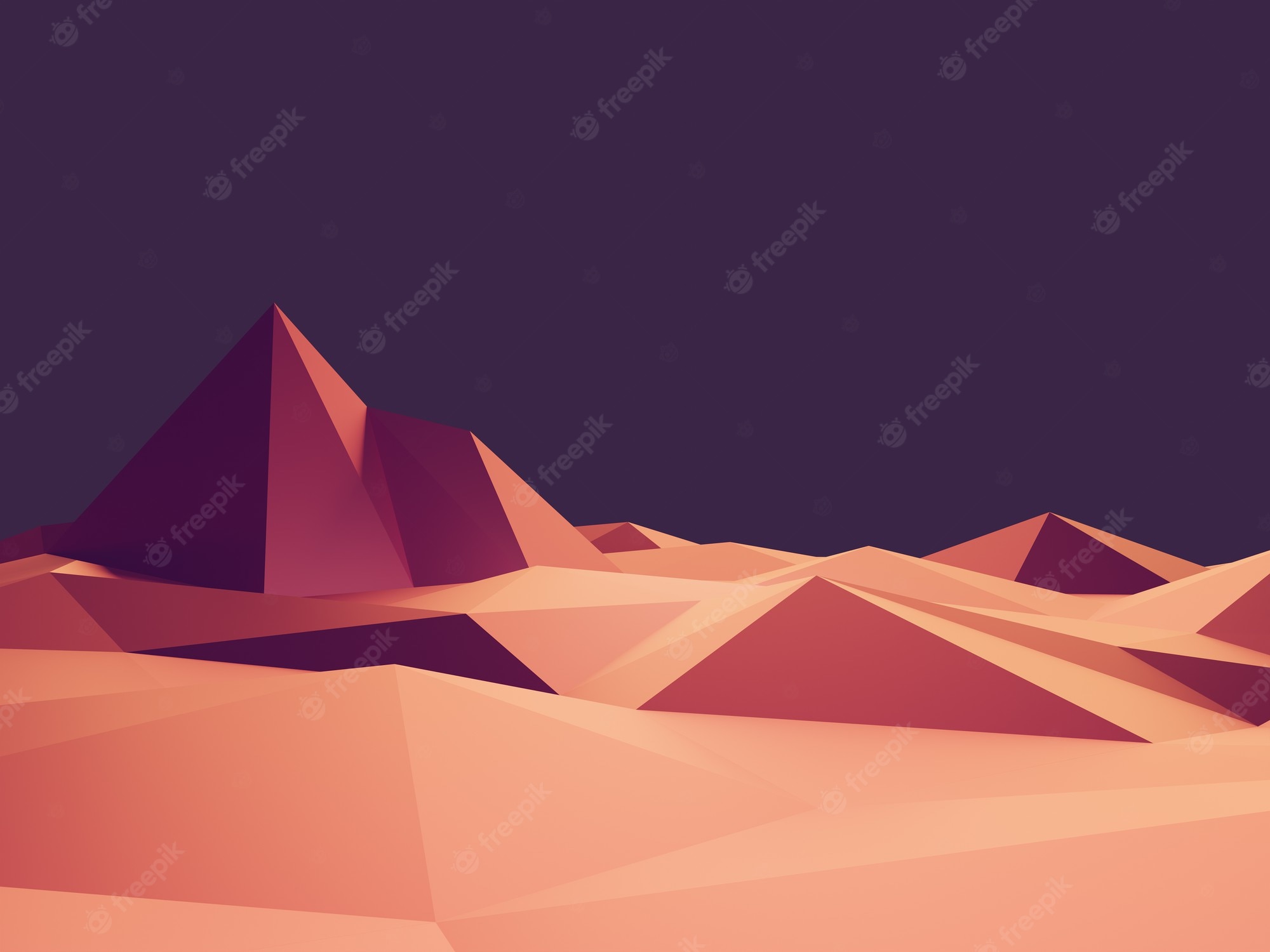 Low Poly Digital Desert Mountains Wallpapers