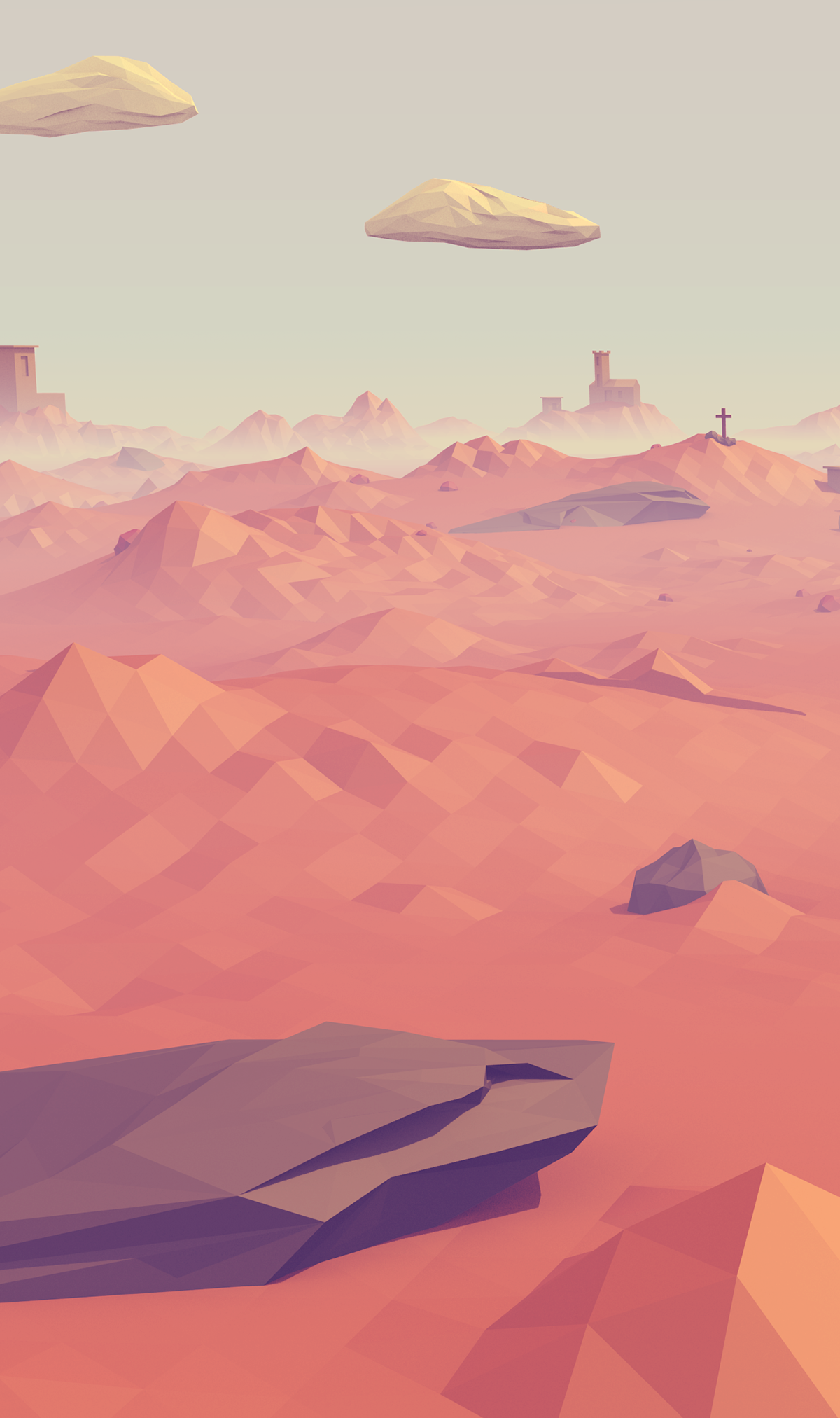 Low Poly Digital Desert Mountains Wallpapers