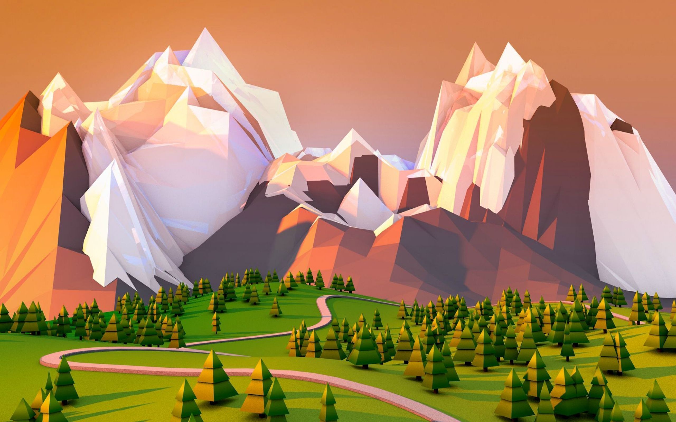 Low Poly Digital Desert Mountains Wallpapers