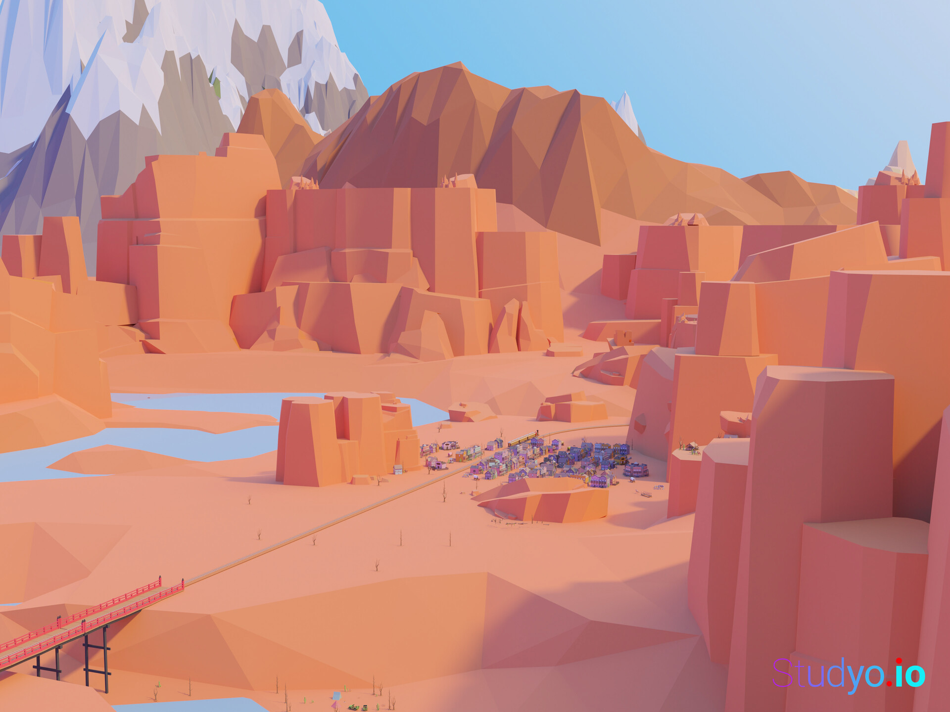 Low Poly Digital Desert Mountains Wallpapers