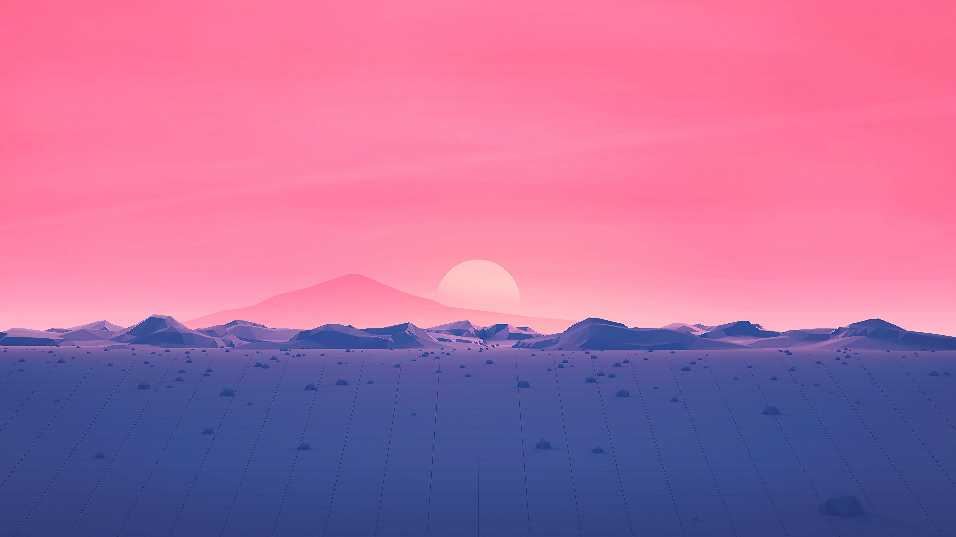 Low Poly Sunrise Mountain Portrait Wallpapers