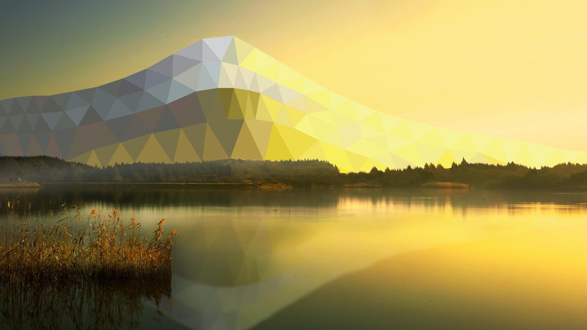 Low Poly Sunrise Mountain Portrait Wallpapers